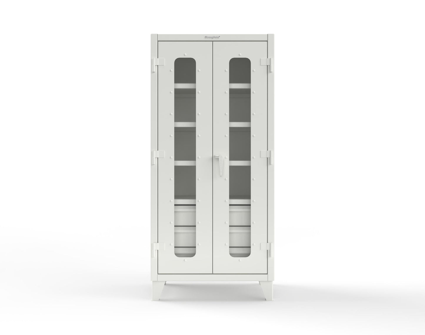 Extreme Duty 12 GA Clear View Cabinet with 6 Half-Width Drawers, 4 Shelves - 36 In. W x 24 In. D x 78 In. H - 36-LD-244-6/5DB-9003