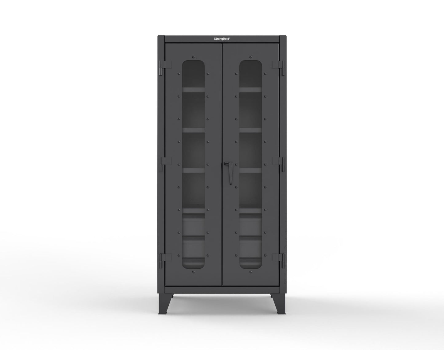 Extreme Duty 12 GA Clear View Cabinet with 6 Half-Width Drawers, 4 Shelves - 36 In. W x 24 In. D x 78 In. H - 36-LD-244-6/5DB-9005