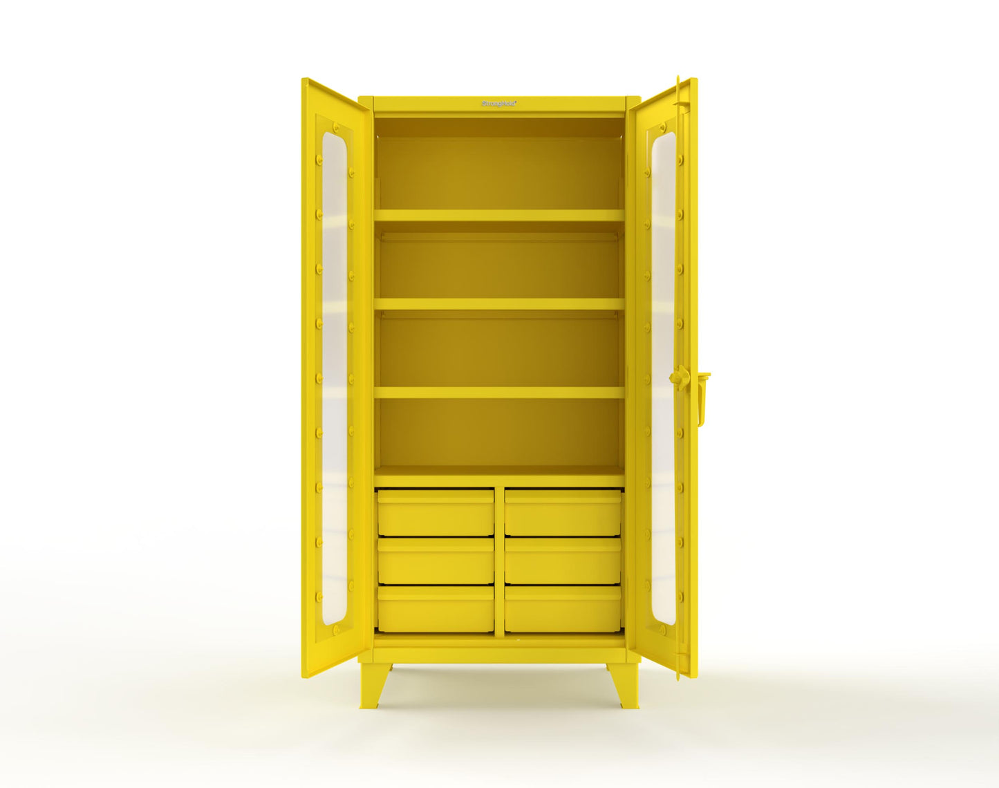 Extreme Duty 12 GA Clear View Cabinet with 6 Half-Width Drawers, 4 Shelves - 36 In. W x 24 In. D x 78 In. H - 36-LD-244-6/5DB-1021