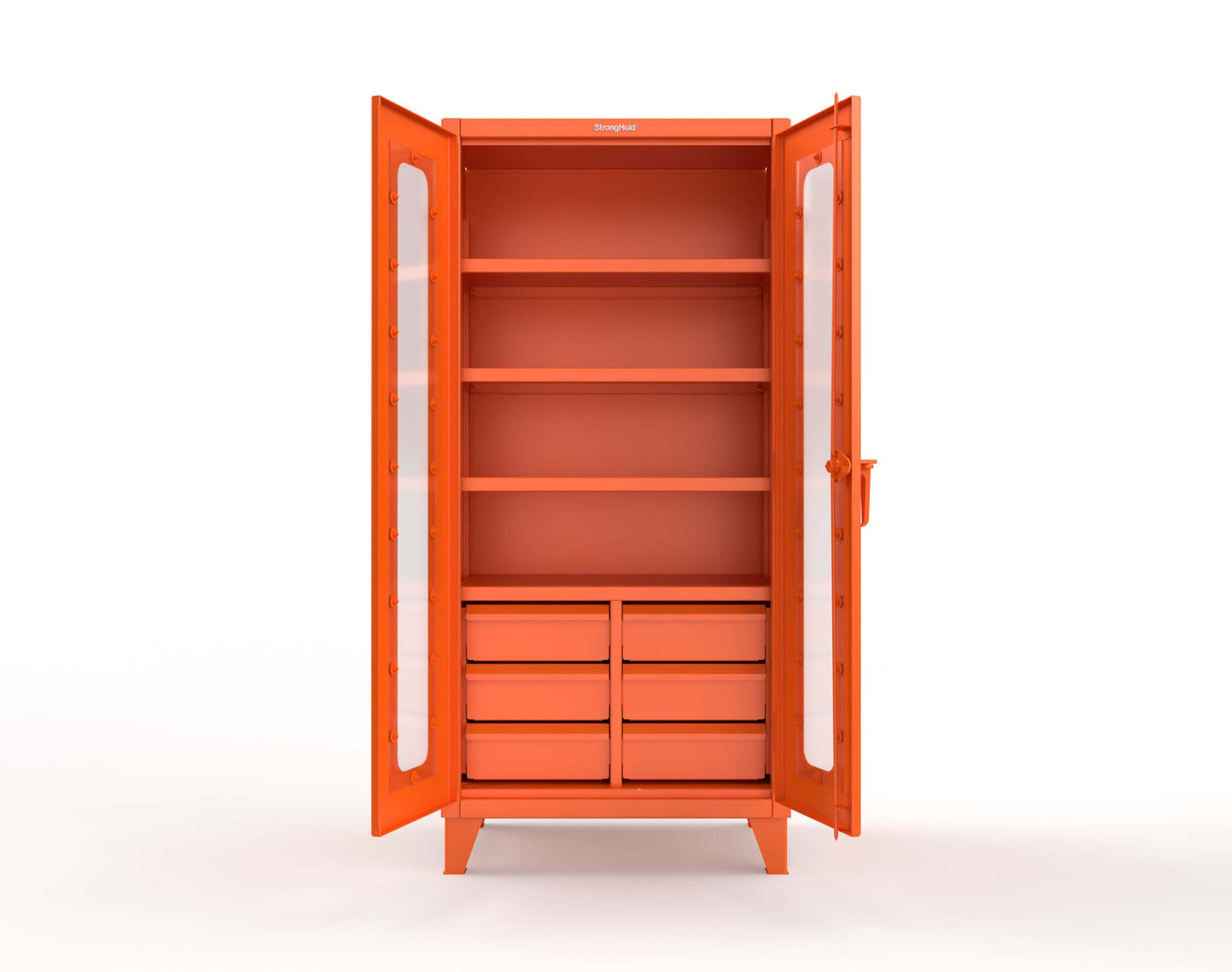 Extreme Duty 12 GA Clear View Cabinet with 6 Half-Width Drawers, 4 Shelves - 36 In. W x 24 In. D x 78 In. H - 36-LD-244-6/5DB-2009
