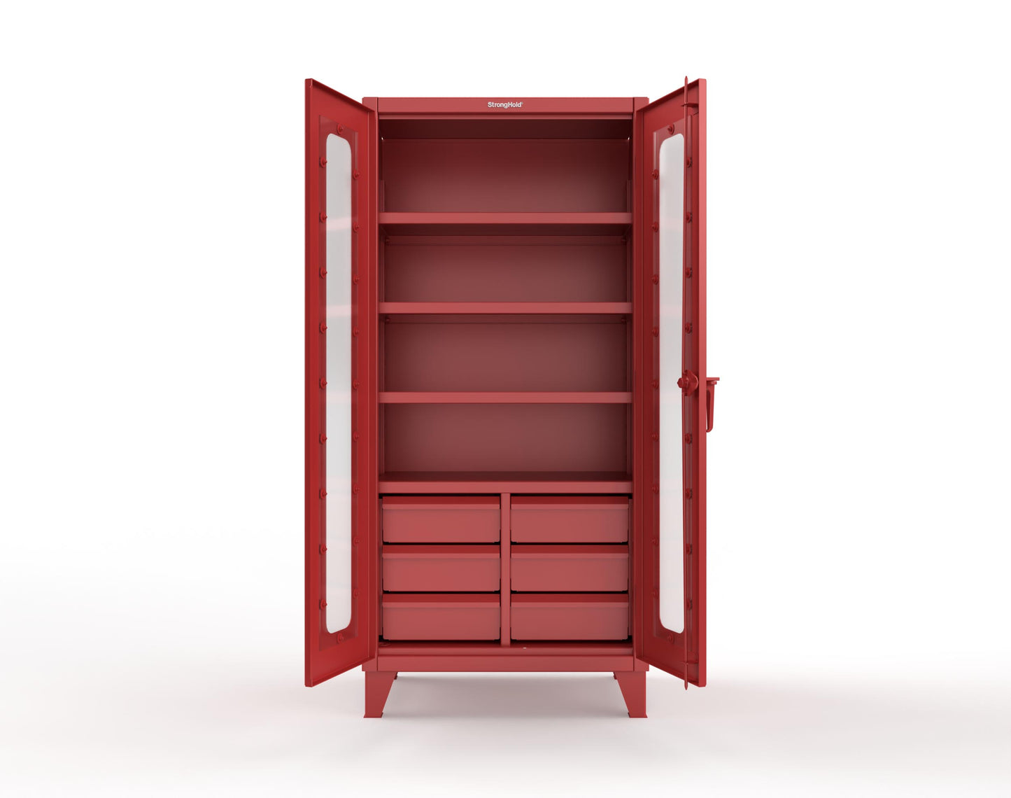 Extreme Duty 12 GA Clear View Cabinet with 6 Half-Width Drawers, 4 Shelves - 36 In. W x 24 In. D x 78 In. H - 36-LD-244-6/5DB-3001