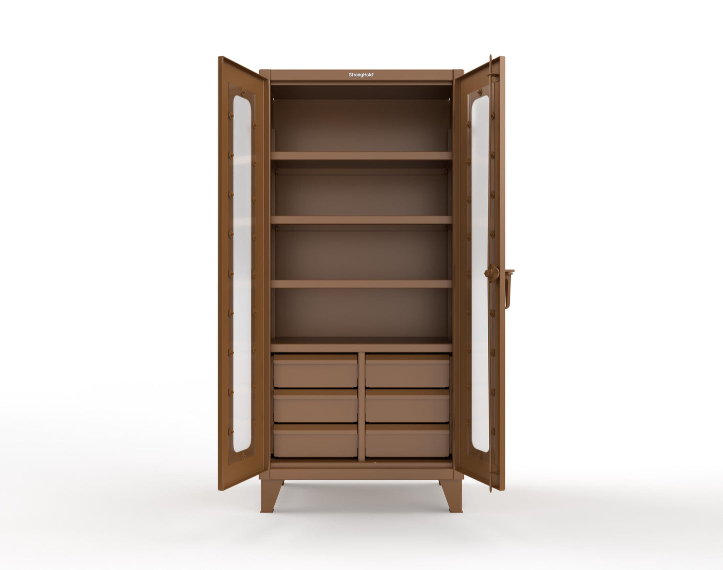 Extreme Duty 12 GA Clear View Cabinet with 6 Half-Width Drawers, 4 Shelves - 36 In. W x 24 In. D x 78 In. H - 36-LD-244-6/5DB-8008
