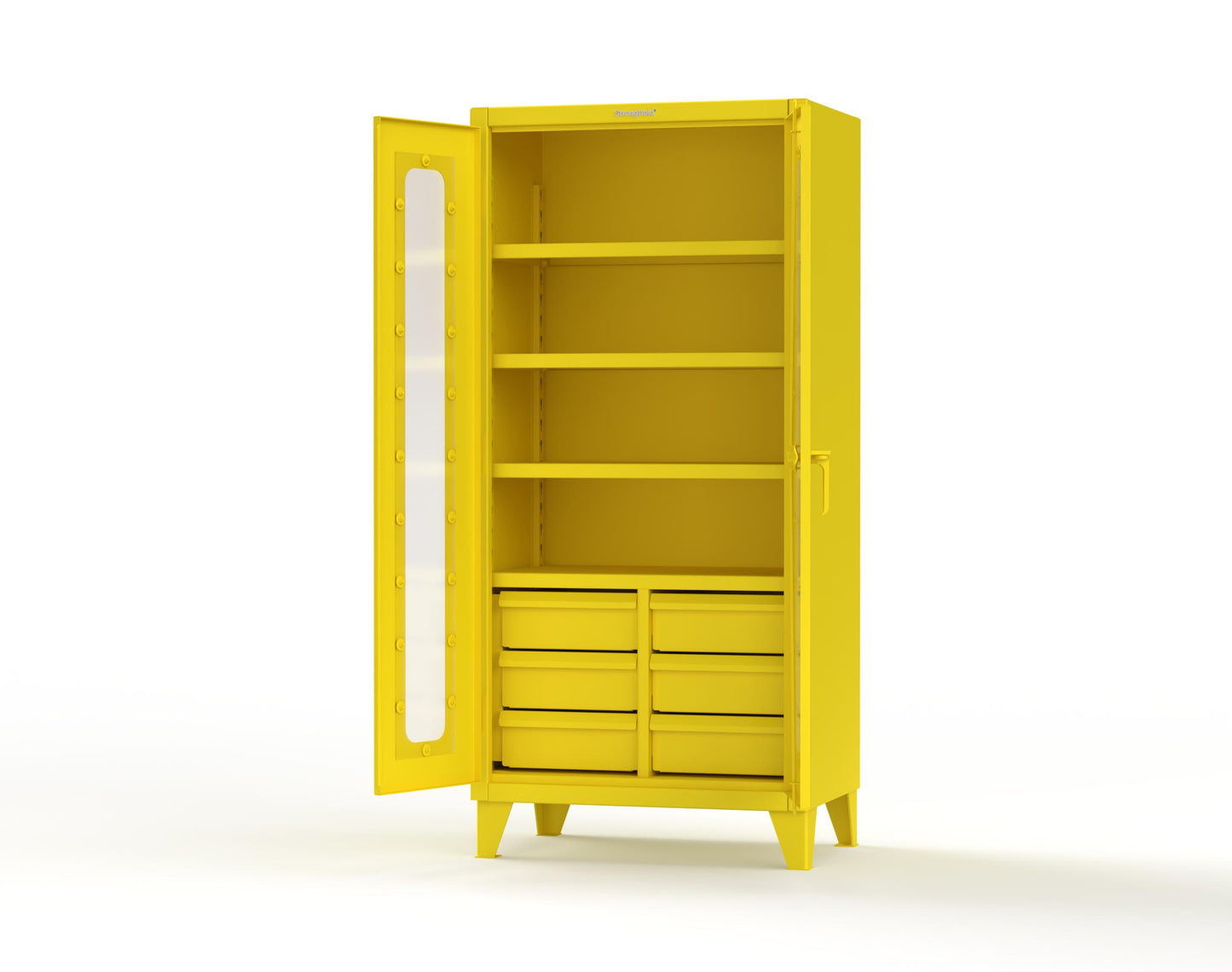 Extreme Duty 12 GA Clear View Cabinet with 6 Half-Width Drawers, 4 Shelves - 36 In. W x 24 In. D x 78 In. H - 36-LD-244-6/5DB-1021
