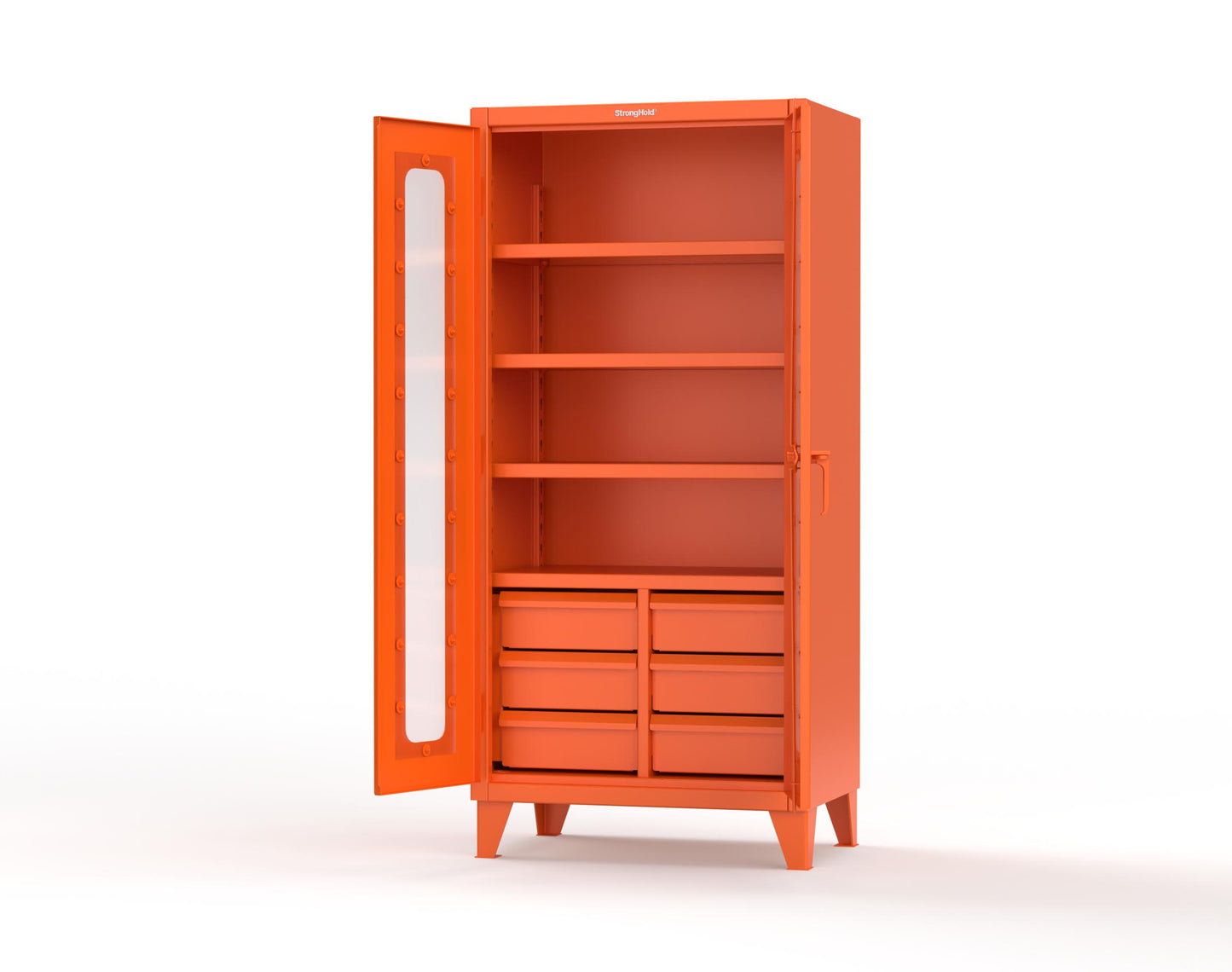 Extreme Duty 12 GA Clear View Cabinet with 6 Half-Width Drawers, 4 Shelves - 36 In. W x 24 In. D x 78 In. H - 36-LD-244-6/5DB-2009