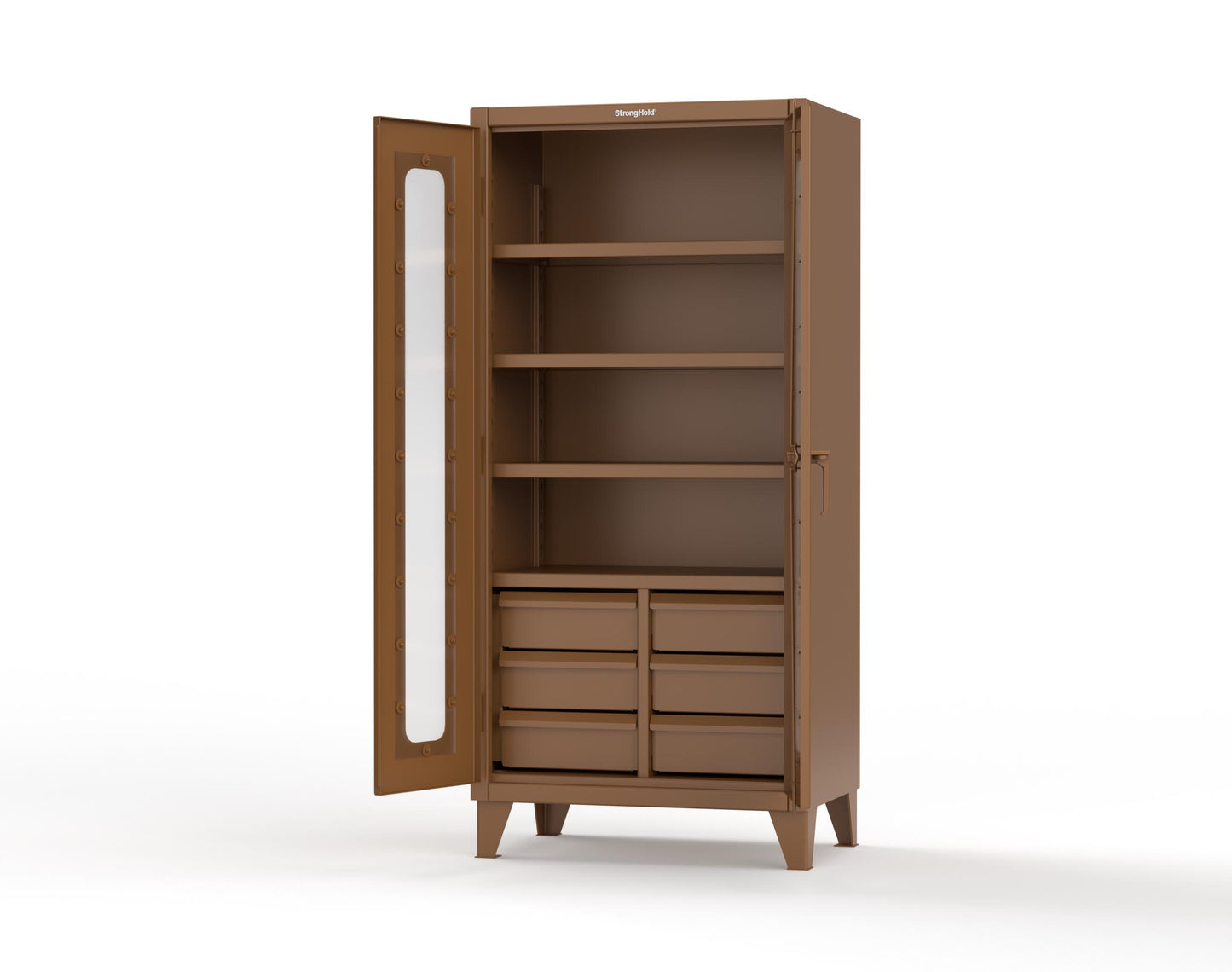 Extreme Duty 12 GA Clear View Cabinet with 6 Half-Width Drawers, 4 Shelves - 36 In. W x 24 In. D x 78 In. H - 36-LD-244-6/5DB-8008