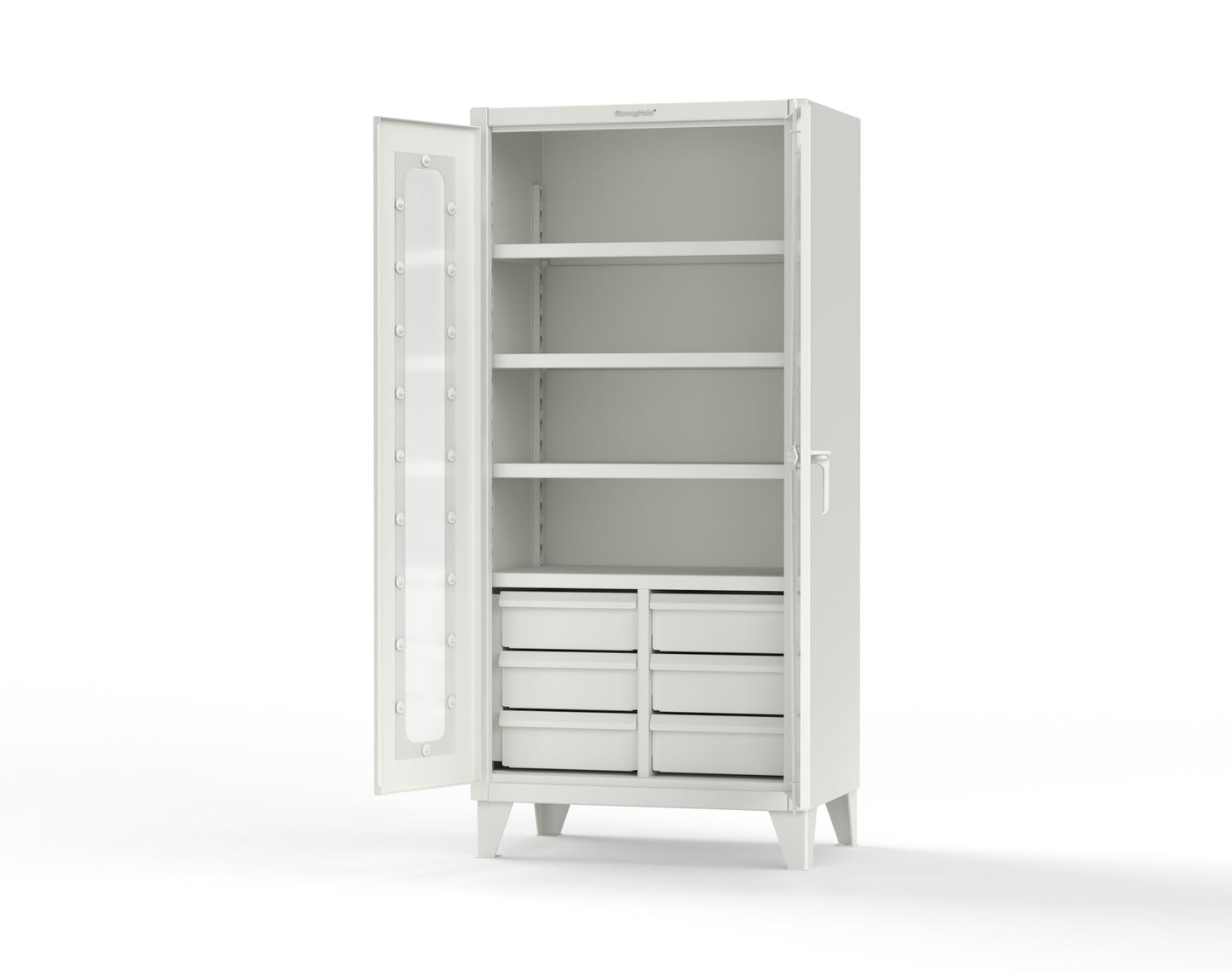 Extreme Duty 12 GA Clear View Cabinet with 6 Half-Width Drawers, 4 Shelves - 36 In. W x 24 In. D x 78 In. H - 36-LD-244-6/5DB-9003