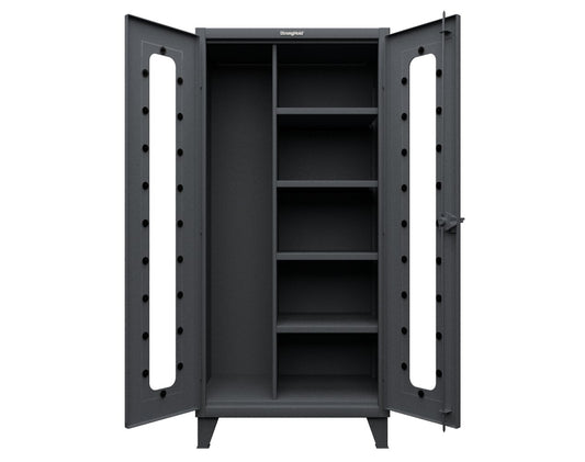 Extreme Duty 12 GA Clear View Janitorial Cabinet with 4 Shelves - 36 In. W x 24 In. D x 78 In. H