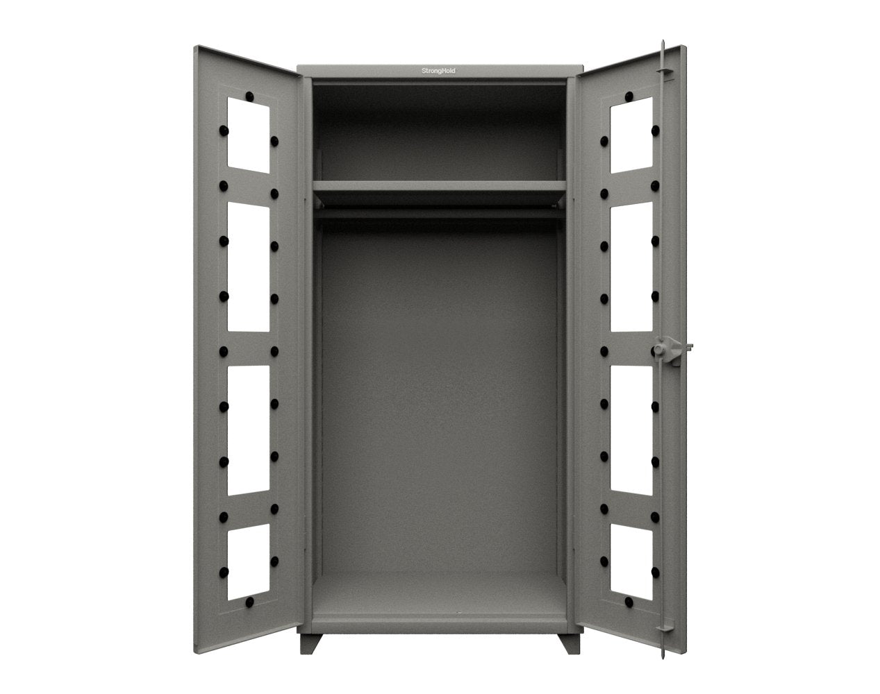 Extra Heavy Duty 14 GA Clear View Uniform Cabinet with Hanger Rod, 1 Shelf - 36 In. W x 24 In. D x 75 In. H