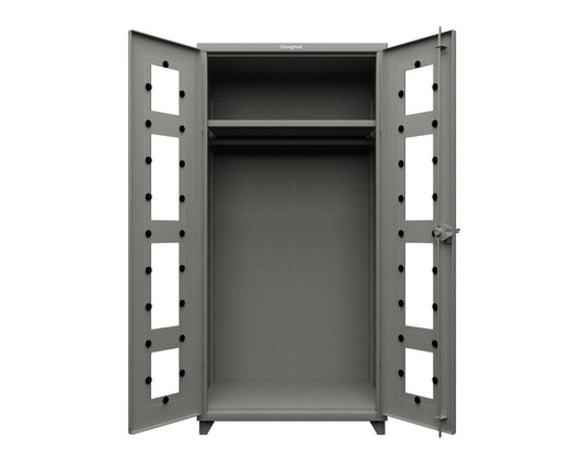 Extra Heavy Duty 14 GA Clear View Uniform Cabinet with Hanger Rod, 1 Shelf - 36 In. W x 24 In. D x 75 In. H