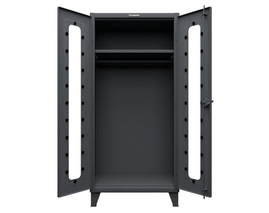 Extreme Duty 12 GA Clear View Uniform Cabinet with Hanger Rod, 1 Shelf - 36 In. W x 24 In. D x 78 In. H