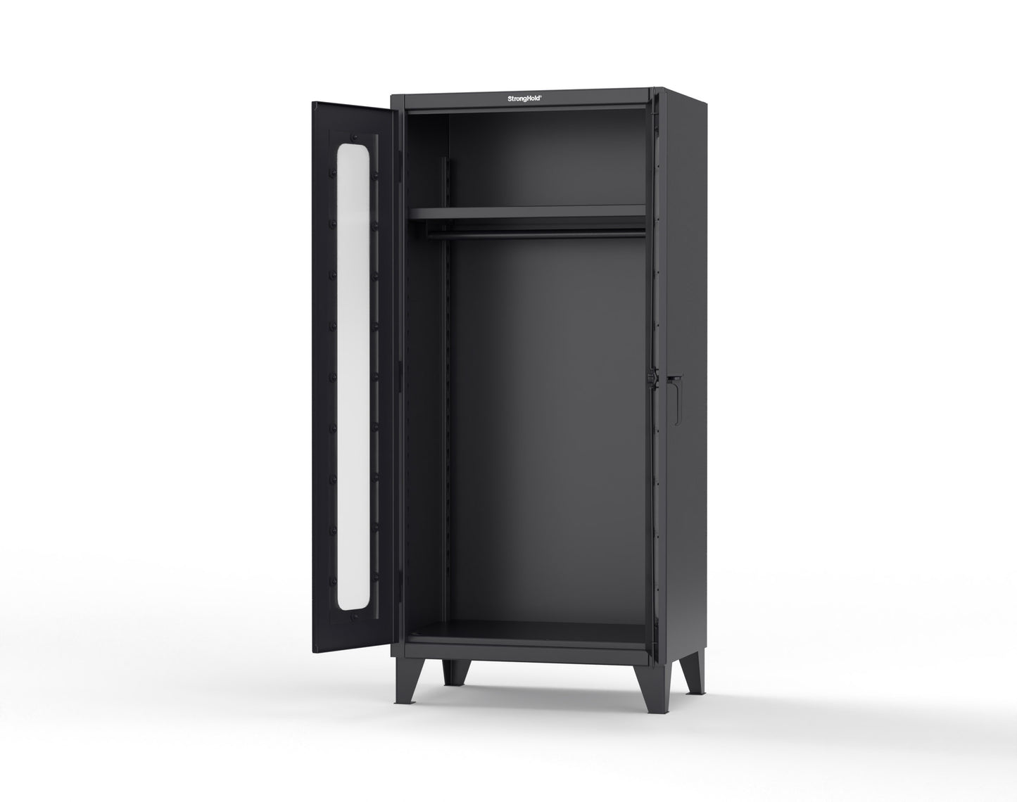 Extreme Duty 12 GA Clear View Uniform Cabinet with Hanger Rod, 1 Shelf - 36 In. W x 24 In. D x 78 In. H - 36-LD-WR-241-9005
