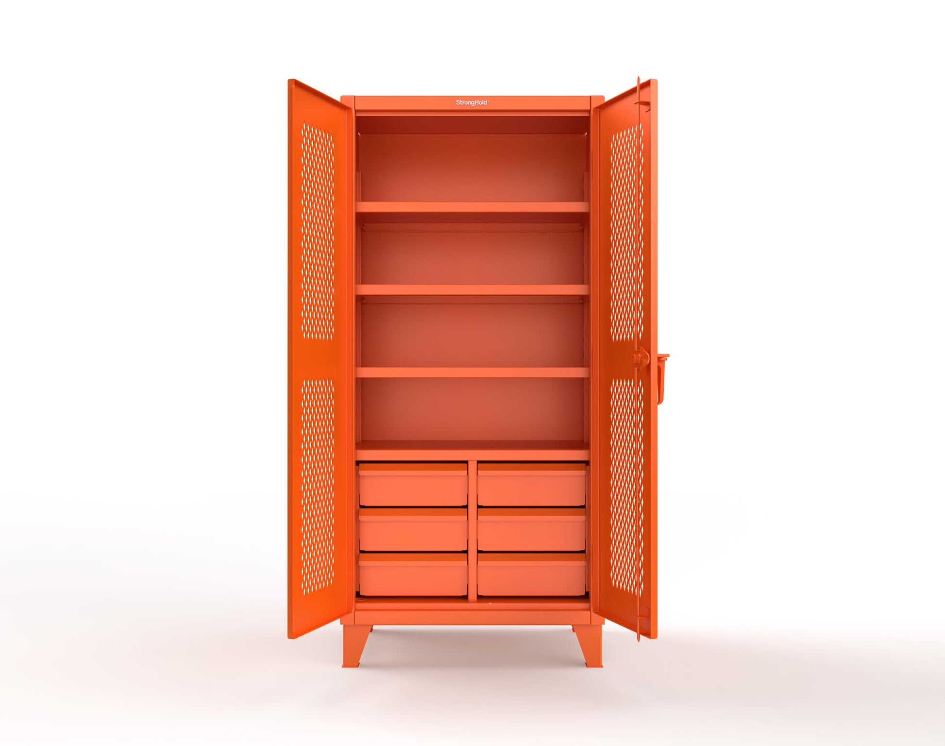 Extreme Duty 12 GA Ventilated (Diamond) Cabinet with 6 Half-Width Drawers, 4 Shelves - 36 In. W x 24 In. D x 78 In. H - 36-V-244-6.5DB-2009