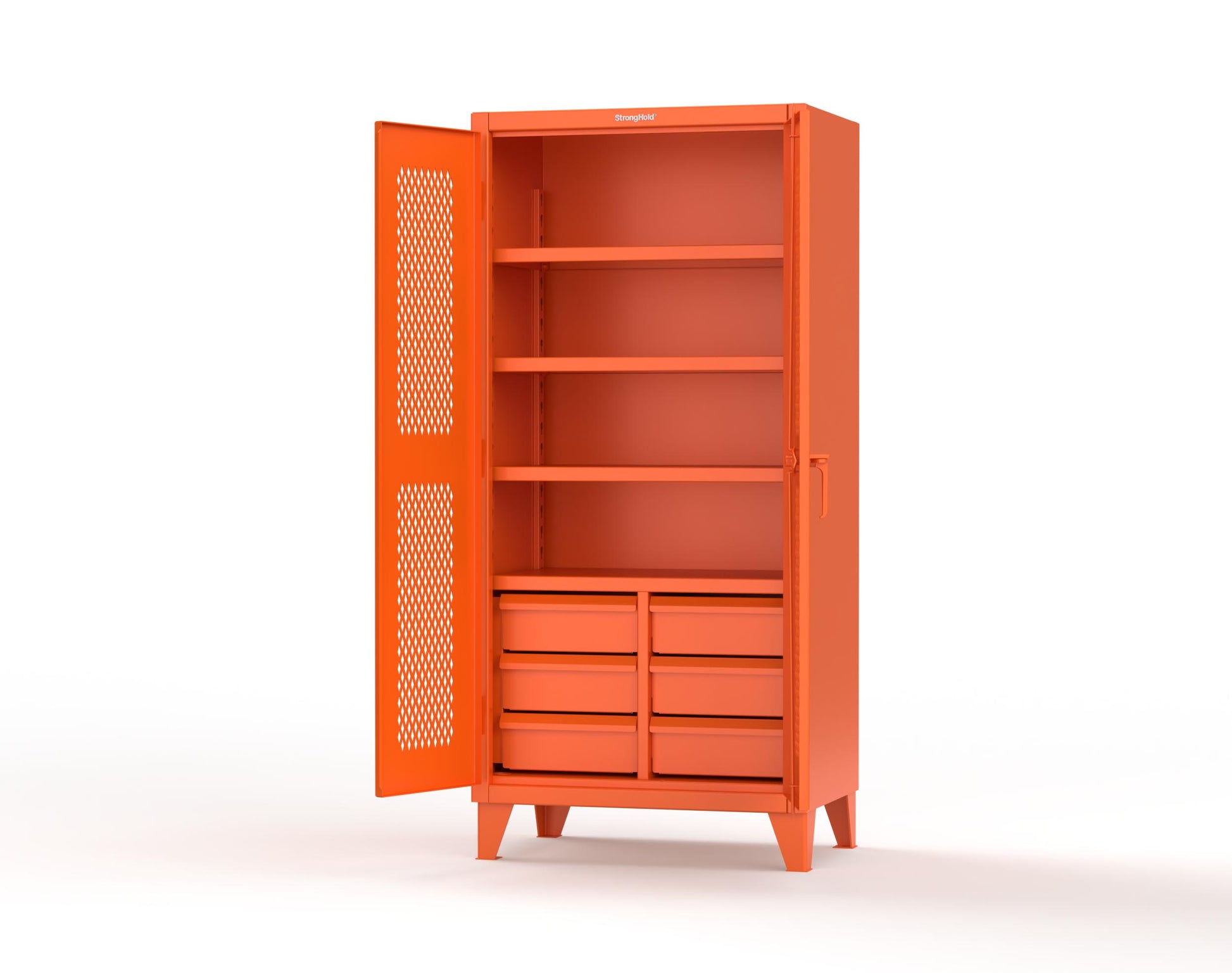 Extreme Duty 12 GA Ventilated (Diamond) Cabinet with 6 Half-Width Drawers, 4 Shelves - 36 In. W x 24 In. D x 78 In. H - 36-V-244-6.5DB-2009