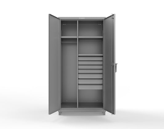 Extra Heavy Duty 14 GA Uniform Cabinet with 7 Drawers, 3 Shelves - 36 In. W x 24 In. D x 75 In. H - 36-W-243-7DB-L-7037