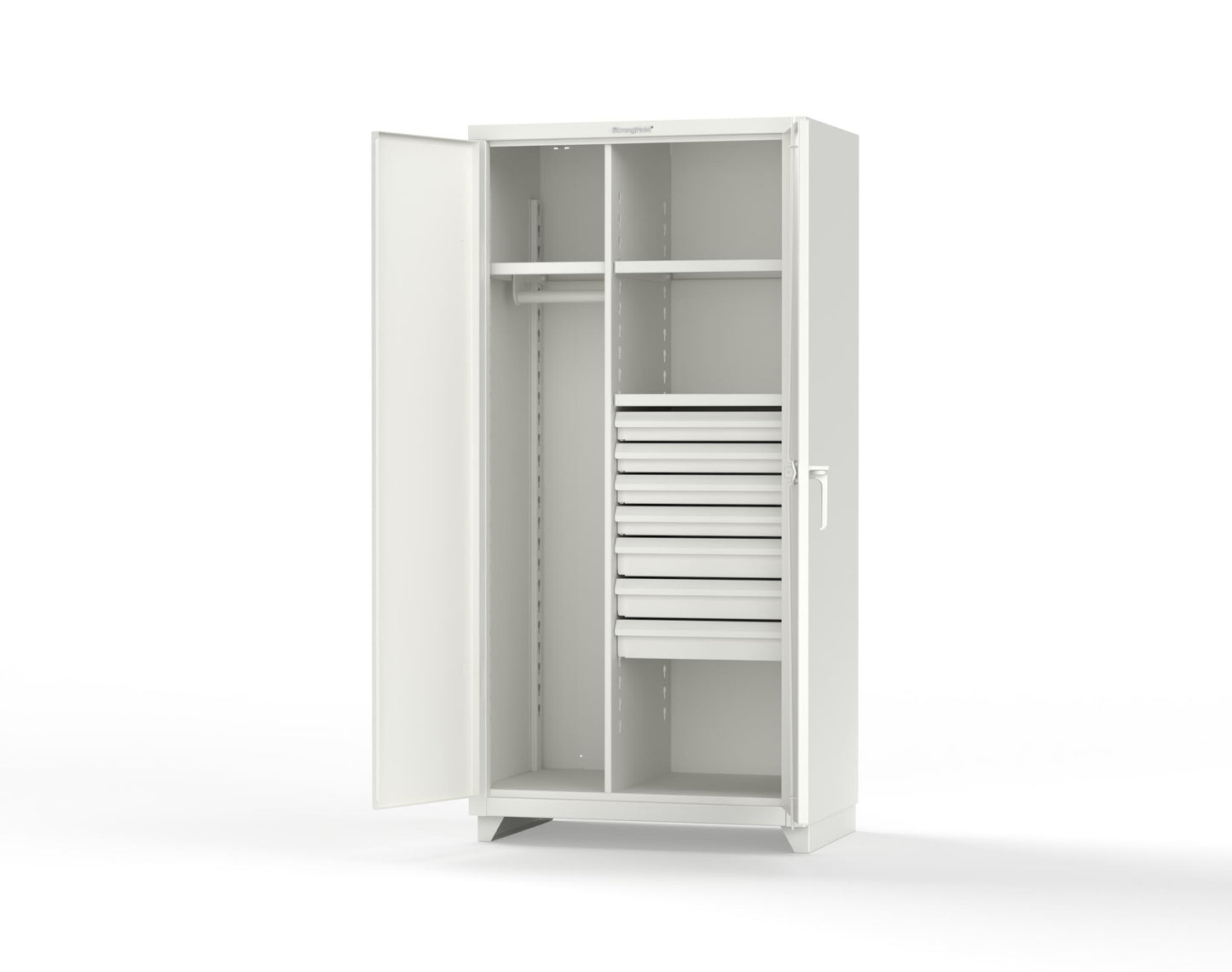Extra Heavy Duty 14 GA Uniform Cabinet with 7 Drawers, 3 Shelves - 36 In. W x 24 In. D x 75 In. H - 36-W-243-7DB-L-9003