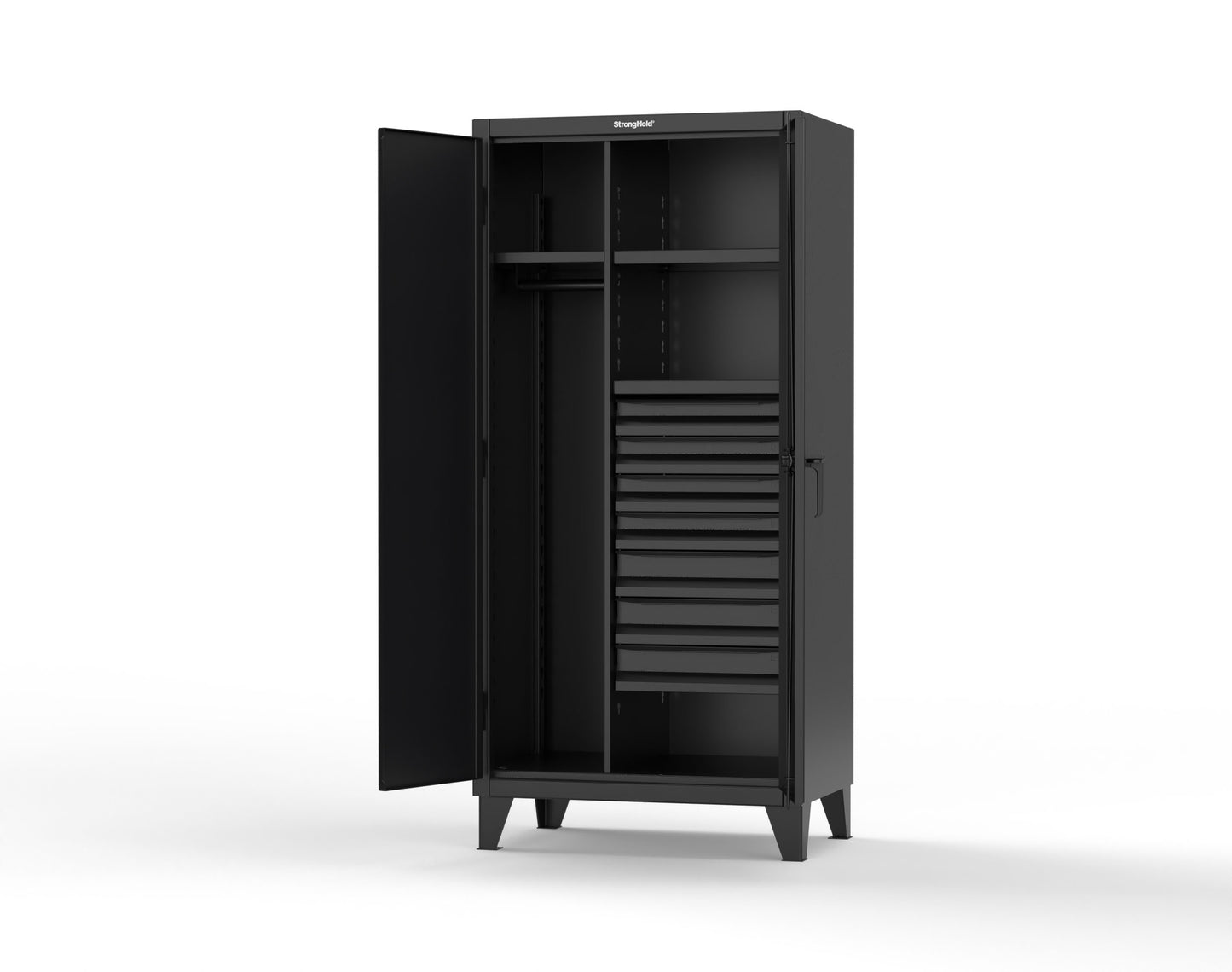 Extreme Duty 12 GA Uniform Cabinet with 7 Drawers, 3 Shelves - 36 In. W x 24 In. D x 78 In. H - 36-W-243-7DB-9005