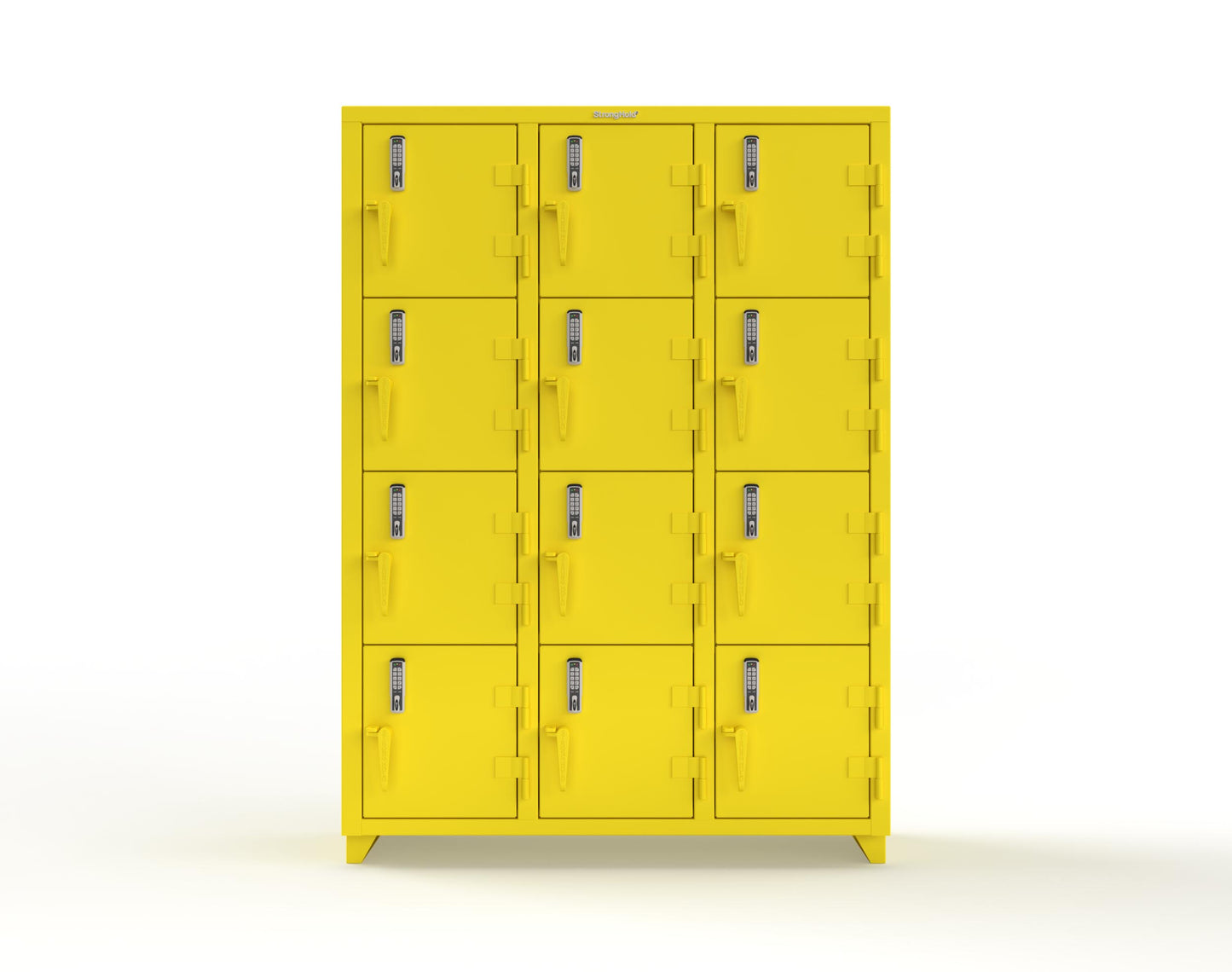 Extra Heavy Duty 14 GA 4-Tier Locker with Keyless Entry Lock, 12 Compartments – 54 in. W x 18 in. D x 75 in. H - 4.66-12D-18-4T-EK-L-1021