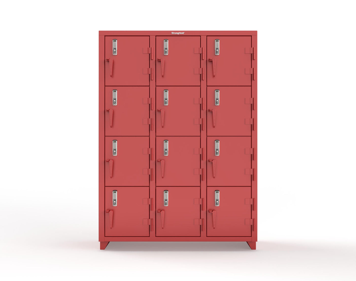 Extra Heavy Duty 14 GA 4-Tier Locker with Keyless Entry Lock, 12 Compartments – 54 in. W x 18 in. D x 75 in. H - 4.66-12D-18-4T-EK-L-3001