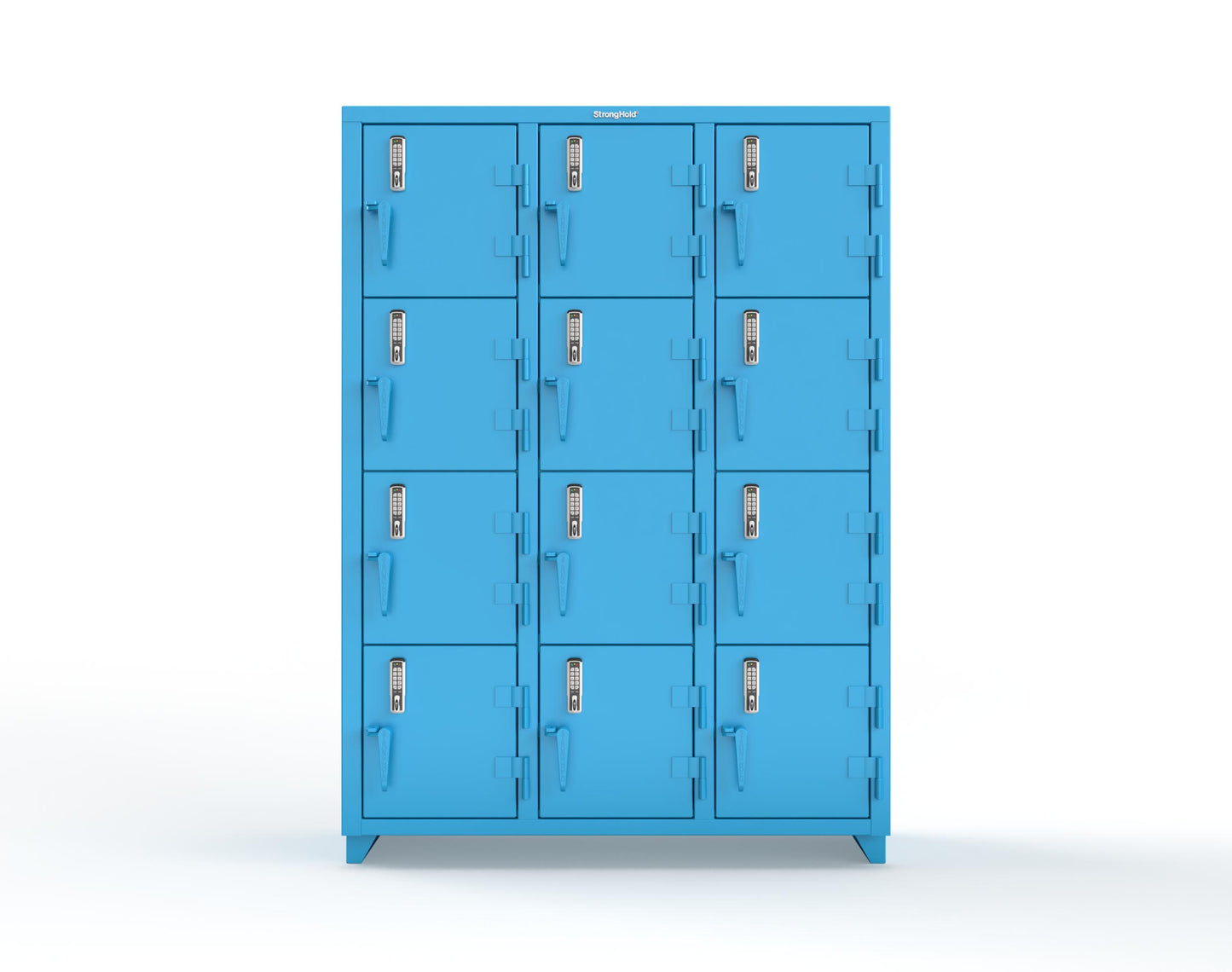 Extra Heavy Duty 14 GA 4-Tier Locker with Keyless Entry Lock, 12 Compartments – 54 in. W x 18 in. D x 75 in. H - 4.66-12D-18-4T-EK-L-5012
