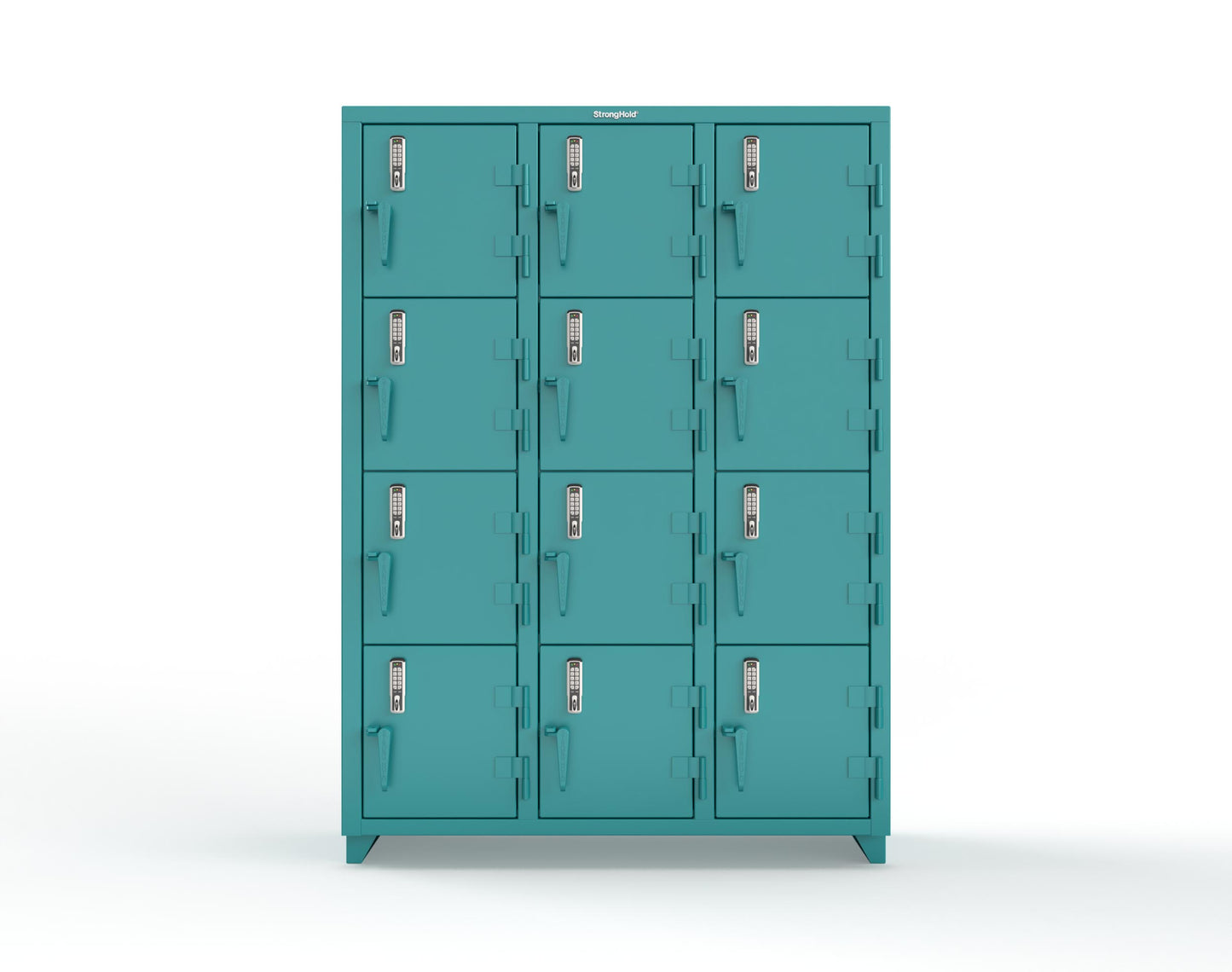 Extra Heavy Duty 14 GA 4-Tier Locker with Keyless Entry Lock, 12 Compartments – 54 in. W x 18 in. D x 75 in. H - 4.66-12D-18-4T-EK-L-5021