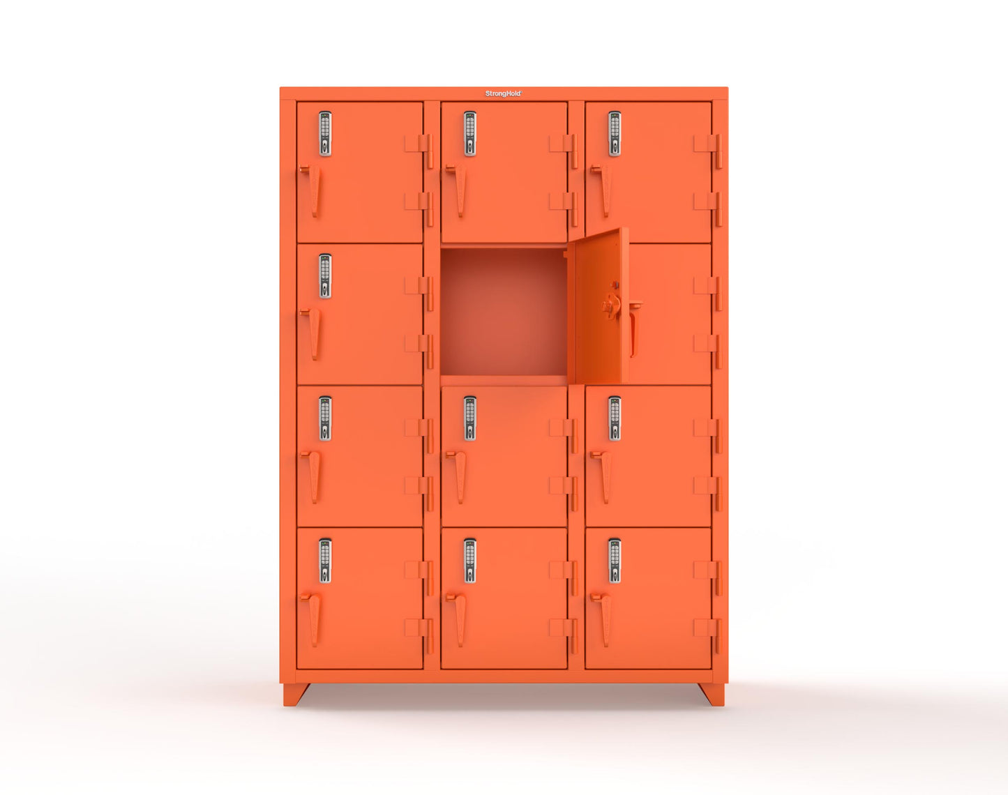 Extra Heavy Duty 14 GA 4-Tier Locker with Keyless Entry Lock, 12 Compartments – 54 in. W x 18 in. D x 75 in. H - 4.66-12D-18-4T-EK-L-2009