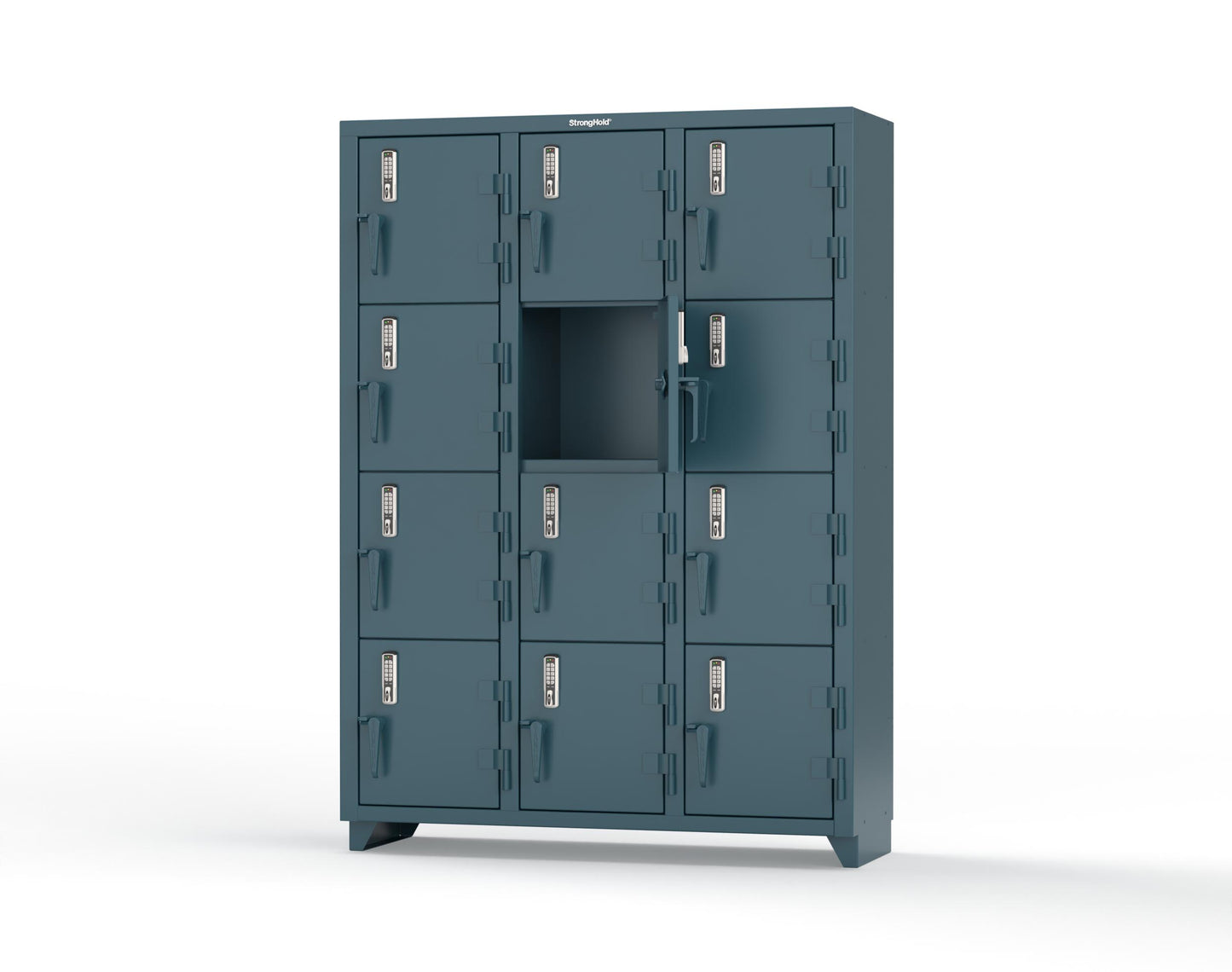 Extra Heavy Duty 14 GA 4-Tier Locker with Keyless Entry Lock, 12 Compartments – 54 in. W x 18 in. D x 75 in. H - 4.66-12D-18-4T-EK-L-5001