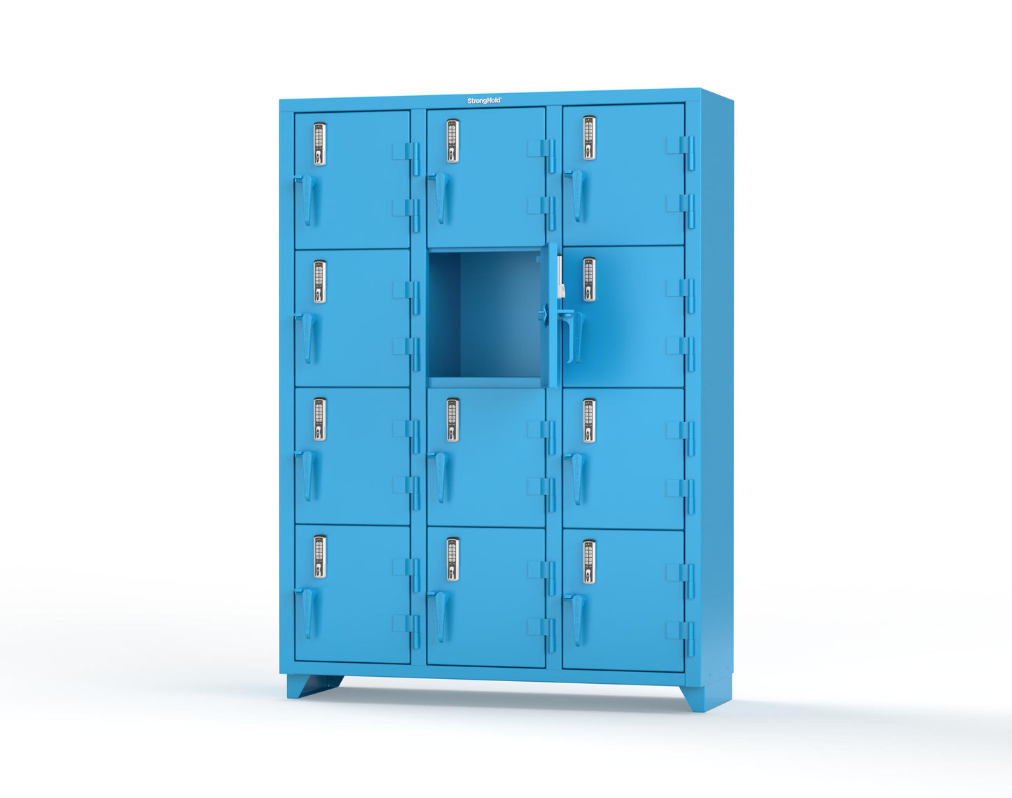 Extra Heavy Duty 14 GA 4-Tier Locker with Keyless Entry Lock, 12 Compartments – 54 in. W x 18 in. D x 75 in. H - 4.66-12D-18-4T-EK-L-5012