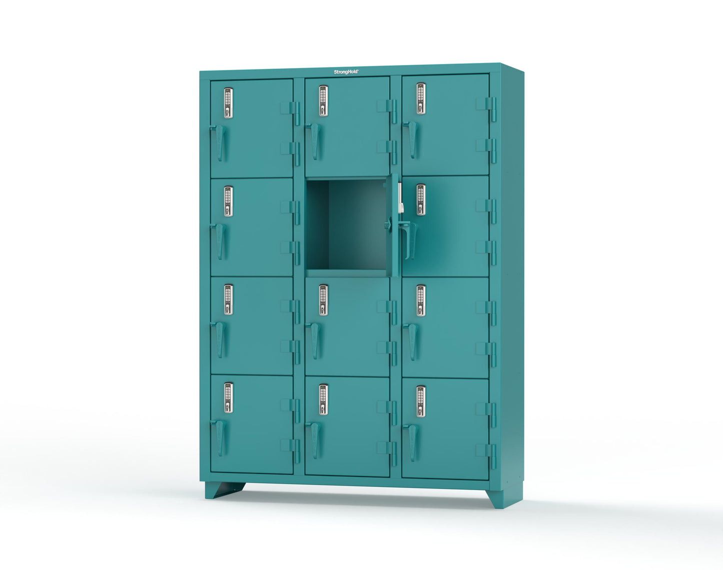 Extra Heavy Duty 14 GA 4-Tier Locker with Keyless Entry Lock, 12 Compartments – 54 in. W x 18 in. D x 75 in. H - 4.66-12D-18-4T-EK-L-5021