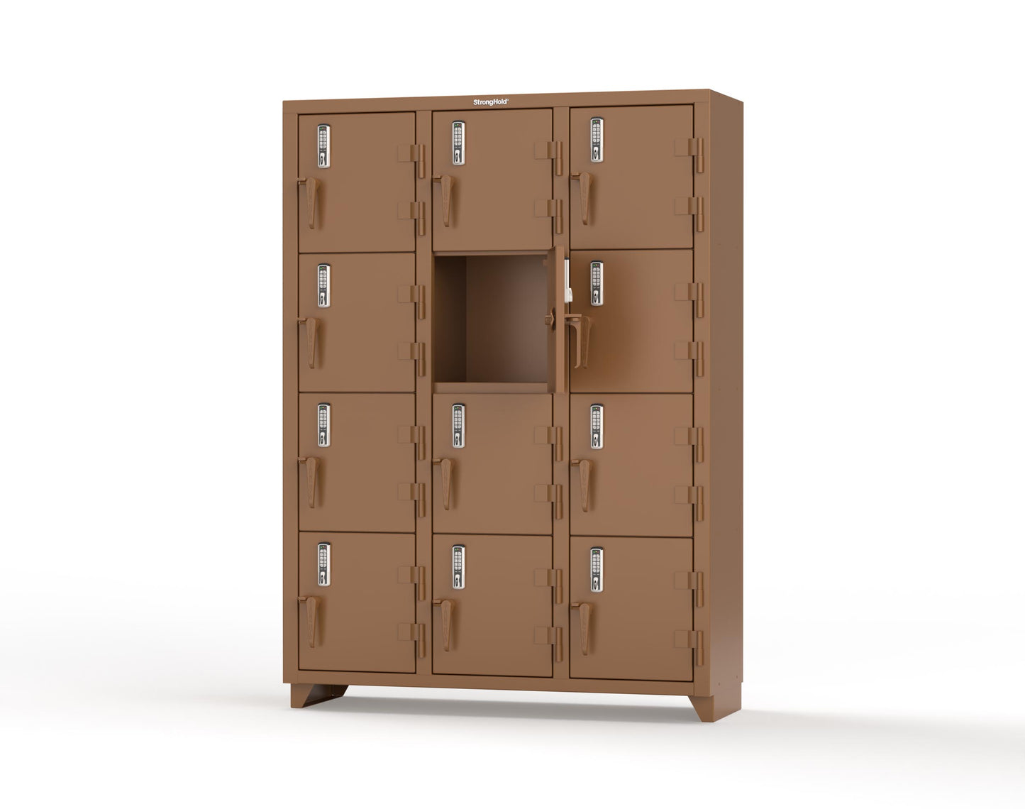 Extra Heavy Duty 14 GA 4-Tier Locker with Keyless Entry Lock, 12 Compartments – 54 in. W x 18 in. D x 75 in. H - 4.66-12D-18-4T-EK-L-8008