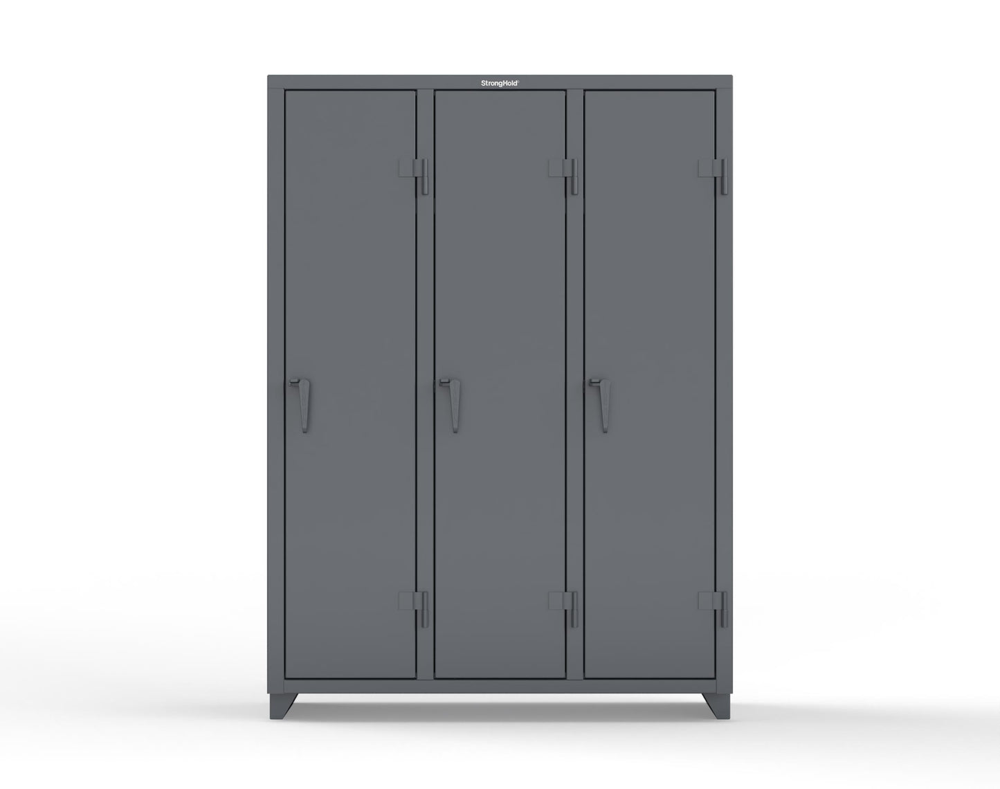 Extra Heavy Duty 14 GA Single-Tier Locker with Shelf and Hanger Rod, 3 Compartments - 54 in. W x 18 in. D x 75 in. H - 4.66-3D-18-1T-L-7024