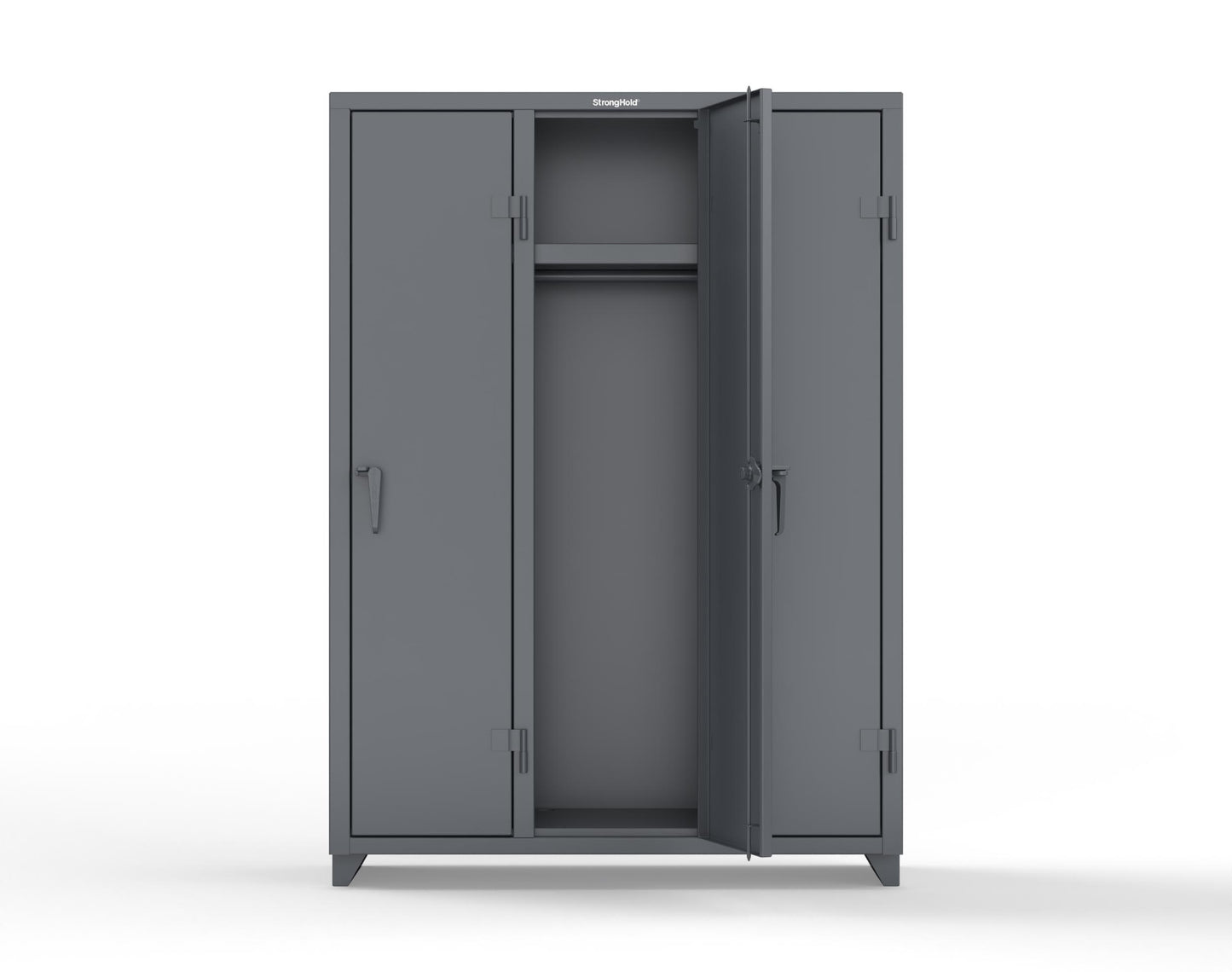 Extra Heavy Duty 14 GA Single-Tier Locker with Shelf and Hanger Rod, 3 Compartments - 54 in. W x 18 in. D x 75 in. H - 4.66-3D-18-1T-L-7024