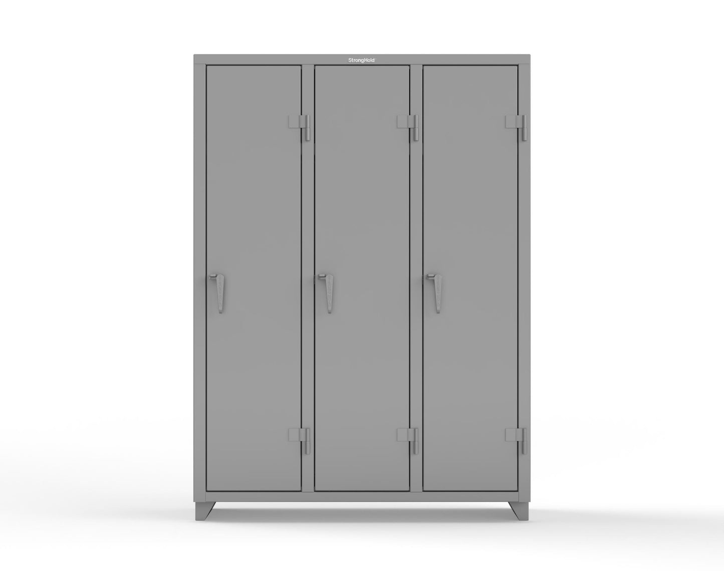 Extra Heavy Duty 14 GA Single-Tier Locker with Shelf and Hanger Rod, 3 Compartments - 54 in. W x 18 in. D x 75 in. H - 4.66-3D-18-1T-L-7037