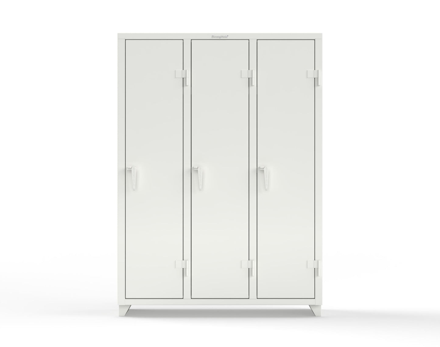 Extra Heavy Duty 14 GA Single-Tier Locker with Shelf and Hanger Rod, 3 Compartments - 54 in. W x 18 in. D x 75 in. H - 4.66-3D-18-1T-L-9003