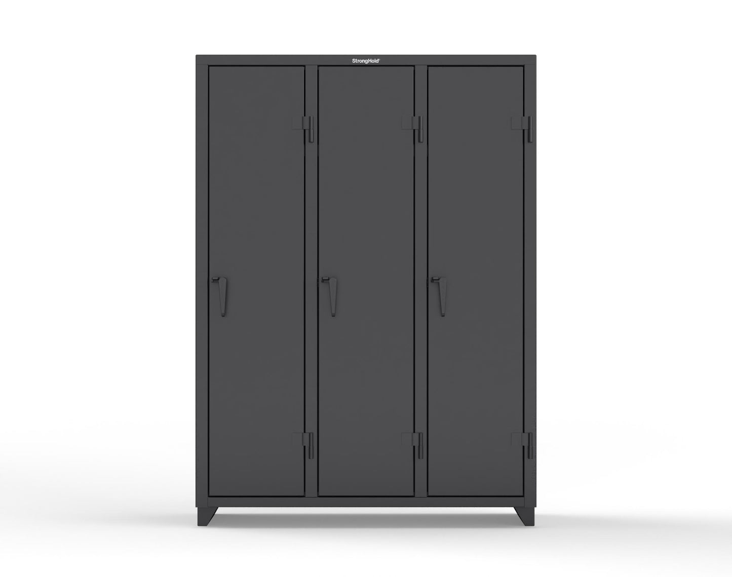 Extra Heavy Duty 14 GA Single-Tier Locker with Shelf and Hanger Rod, 3 Compartments - 54 in. W x 18 in. D x 75 in. H - 4.66-3D-18-1T-L-9005