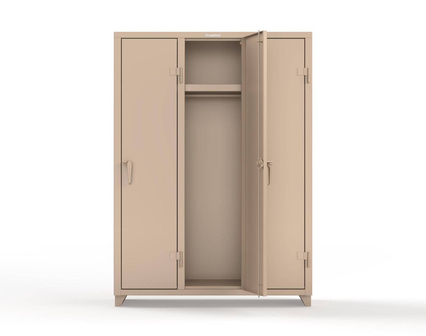 Extra Heavy Duty 14 GA Single-Tier Locker with Shelf and Hanger Rod, 3 Compartments - 54 in. W x 18 in. D x 75 in. H - 4.66-3D-18-1T-L-1019