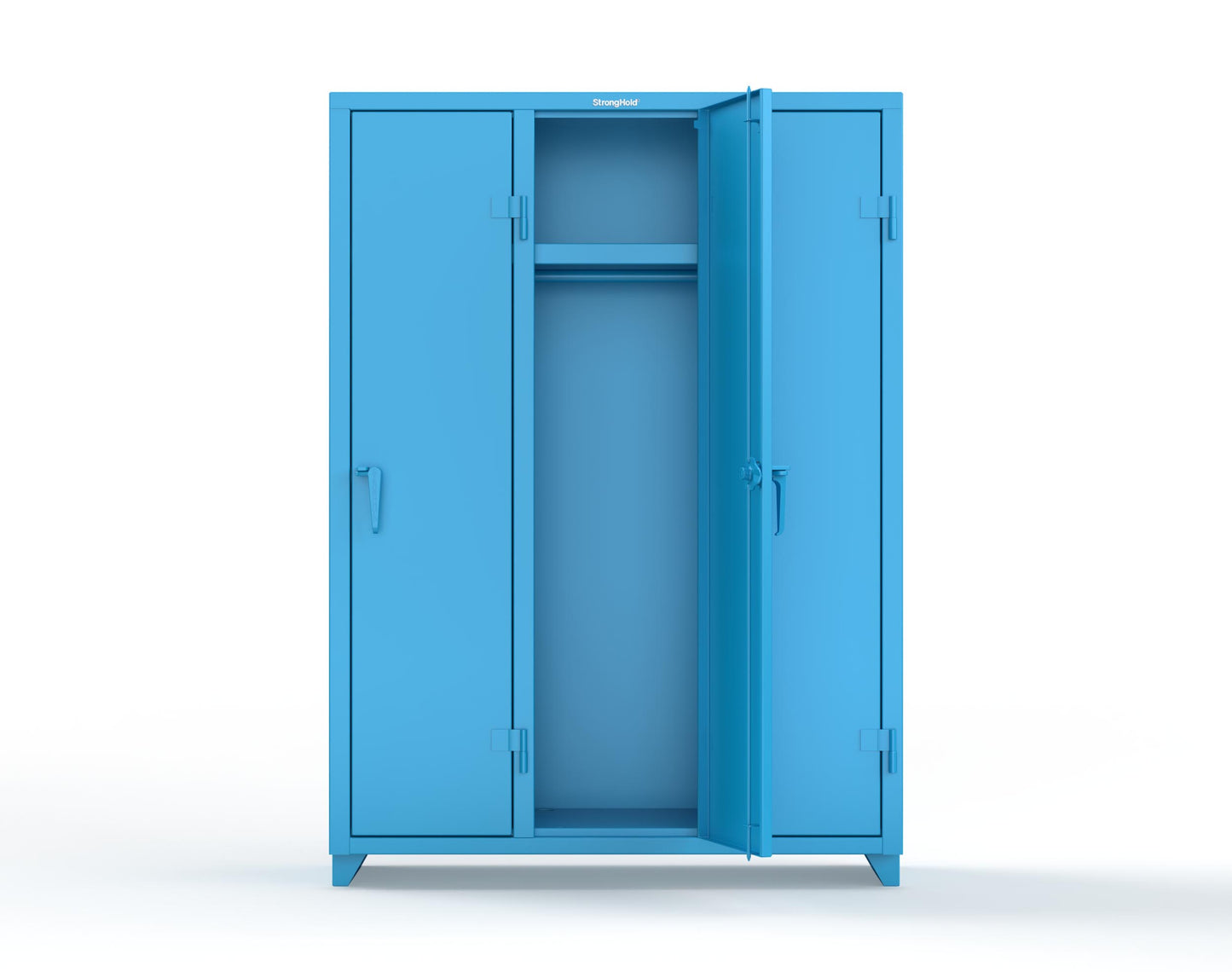 Extra Heavy Duty 14 GA Single-Tier Locker with Shelf and Hanger Rod, 3 Compartments - 54 in. W x 18 in. D x 75 in. H - 4.66-3D-18-1T-L-5012
