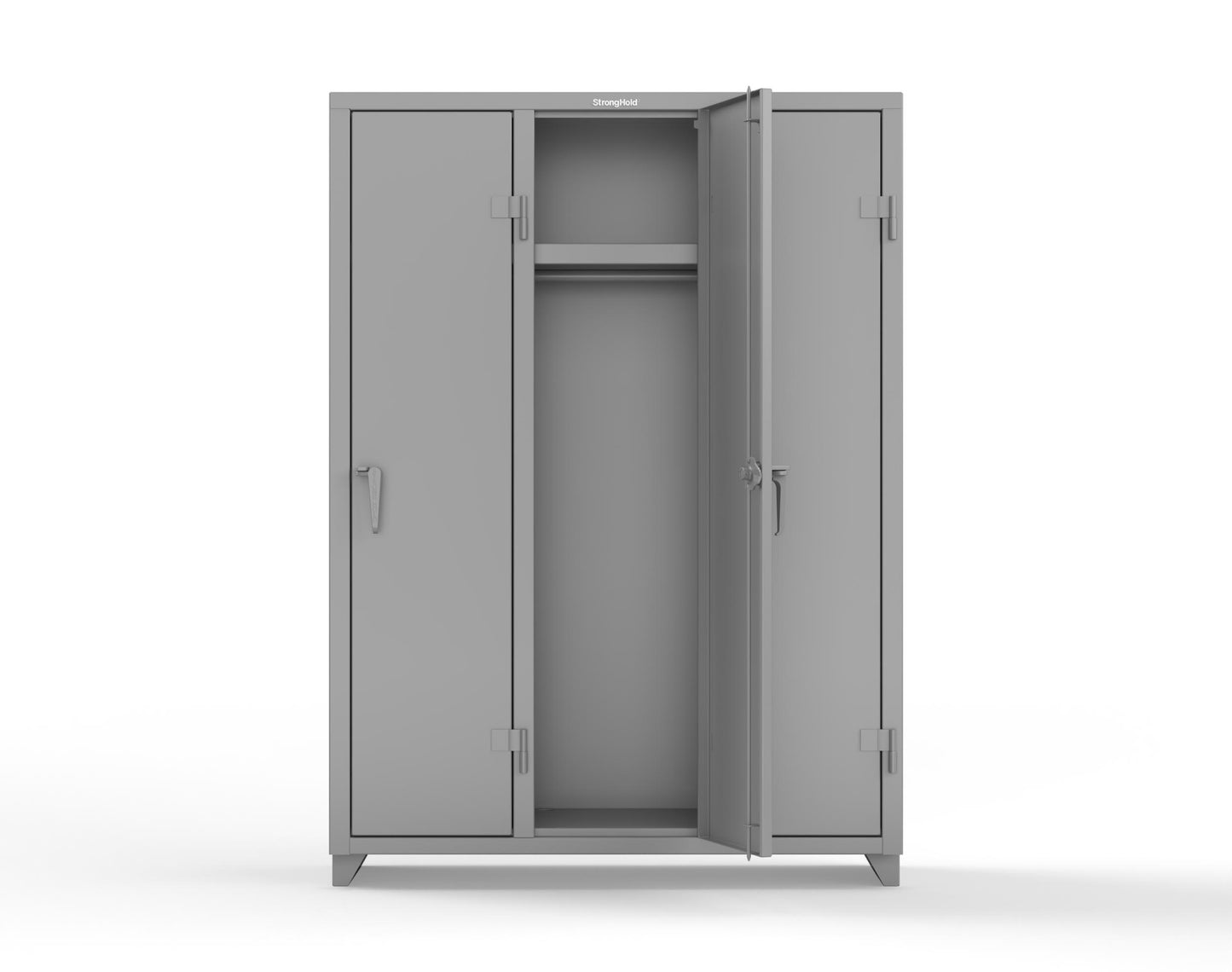 Extra Heavy Duty 14 GA Single-Tier Locker with Shelf and Hanger Rod, 3 Compartments - 54 in. W x 18 in. D x 75 in. H - 4.66-3D-18-1T-L-7037
