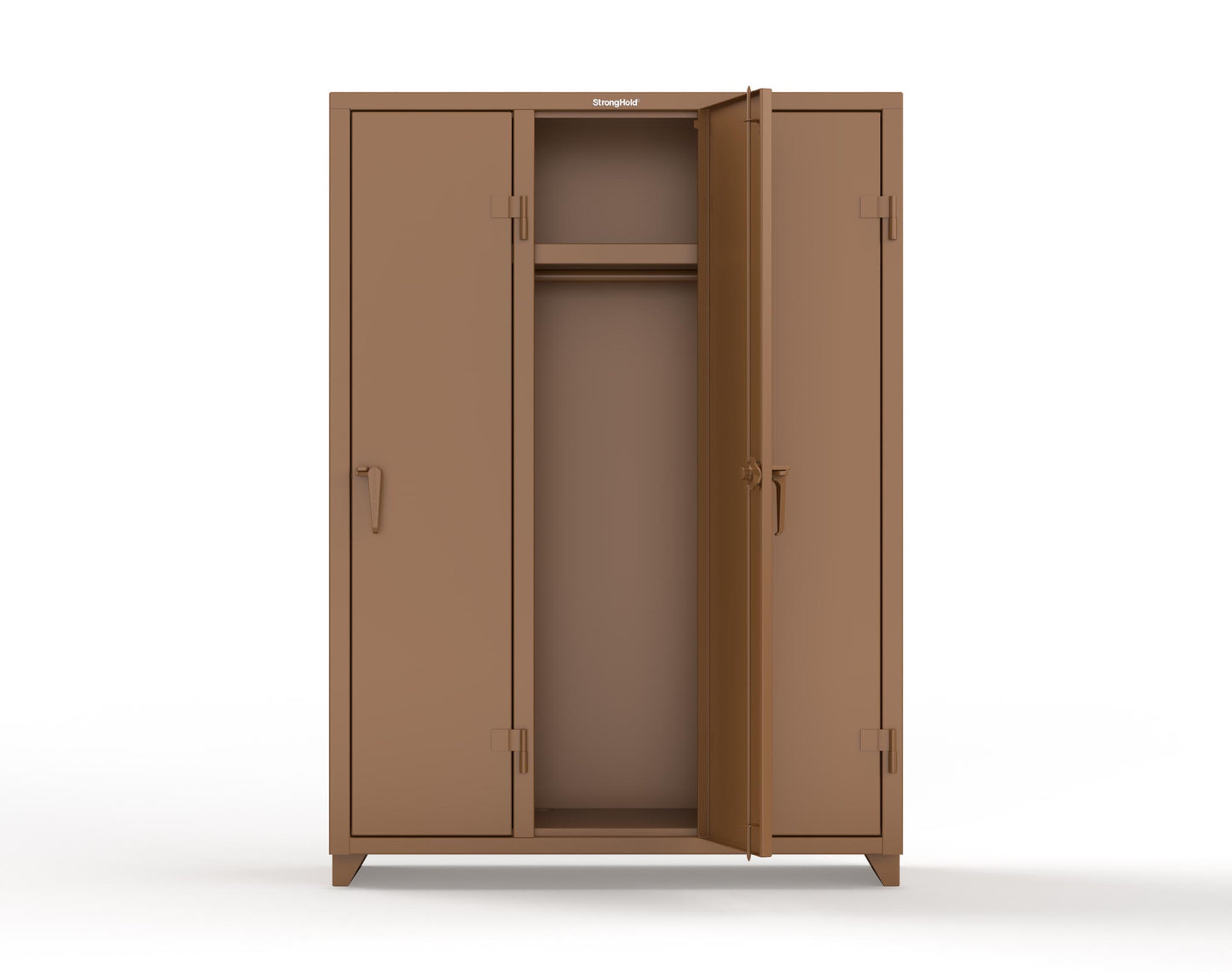 Extra Heavy Duty 14 GA Single-Tier Locker with Shelf and Hanger Rod, 3 Compartments - 54 in. W x 18 in. D x 75 in. H - 4.66-3D-18-1T-L-8008