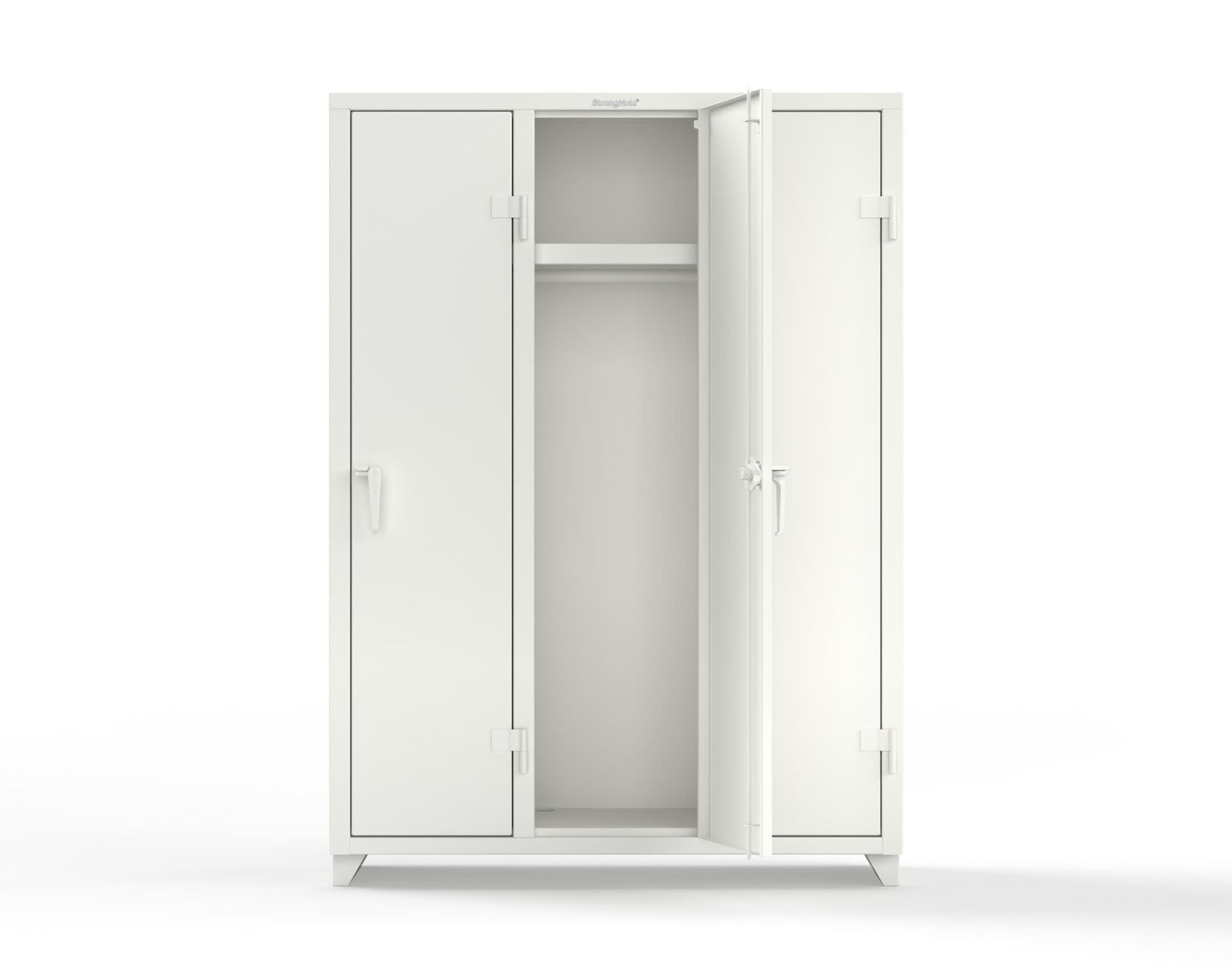 Extra Heavy Duty 14 GA Single-Tier Locker with Shelf and Hanger Rod, 3 Compartments - 54 in. W x 18 in. D x 75 in. H - 4.66-3D-18-1T-L-9003