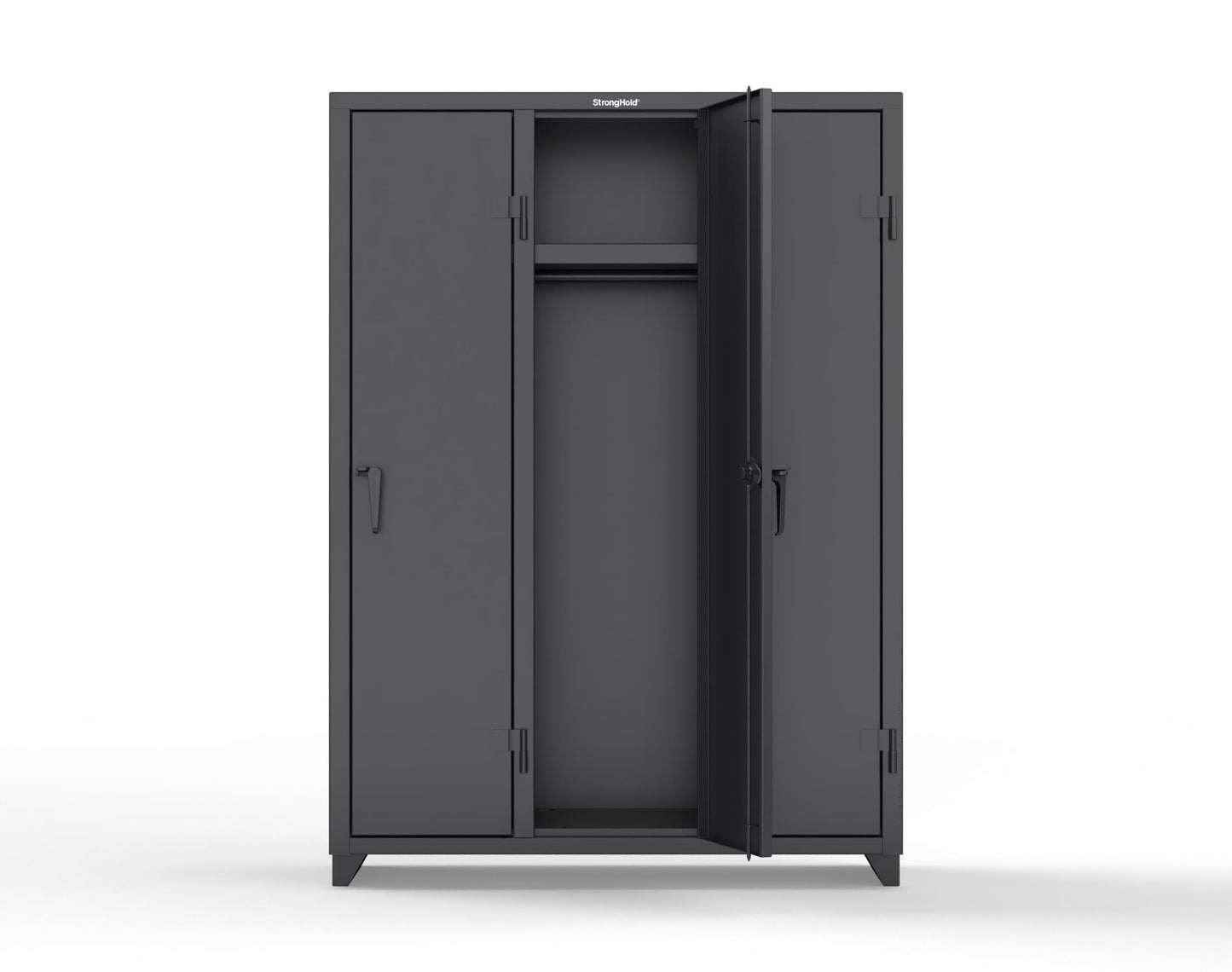 Extra Heavy Duty 14 GA Single-Tier Locker with Shelf and Hanger Rod, 3 Compartments - 54 in. W x 18 in. D x 75 in. H - 4.66-3D-18-1T-L-9005