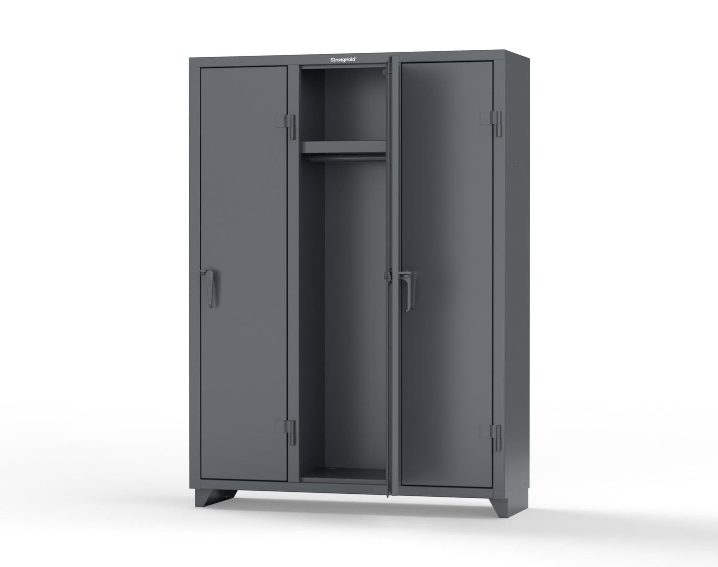 Extra Heavy Duty 14 GA Single-Tier Locker with Shelf and Hanger Rod, 3 Compartments - 54 in. W x 18 in. D x 75 in. H - 4.66-3D-18-1T-L-7024