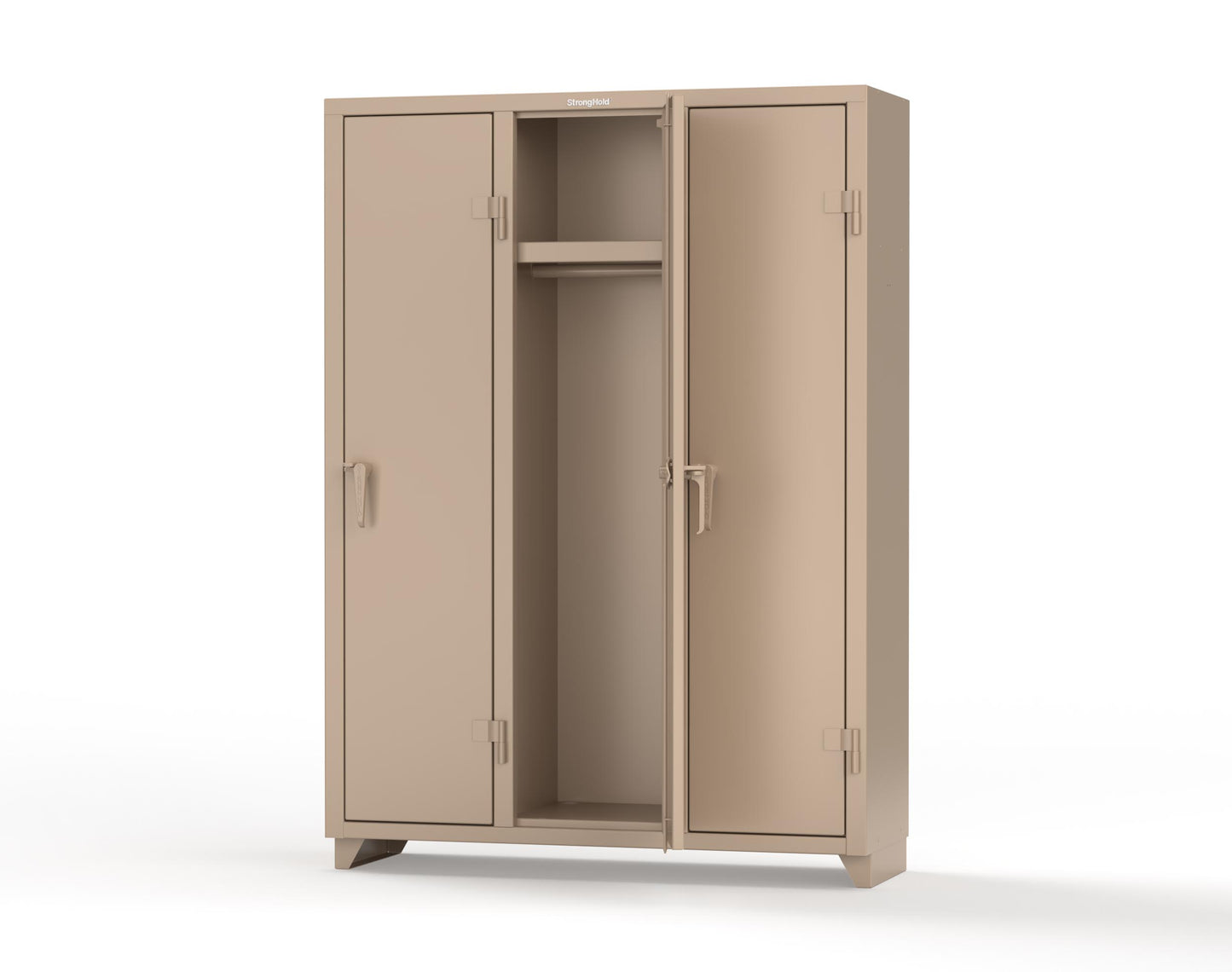Extra Heavy Duty 14 GA Single-Tier Locker with Shelf and Hanger Rod, 3 Compartments - 54 in. W x 18 in. D x 75 in. H - 4.66-3D-18-1T-L-1019