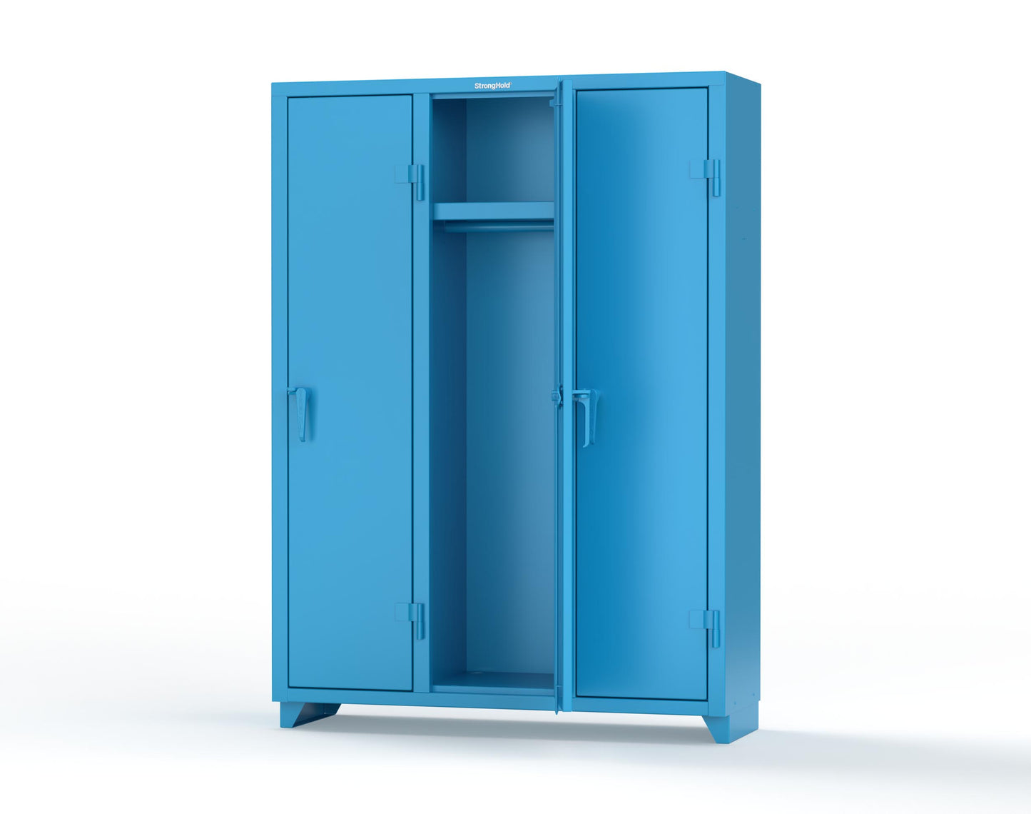 Extra Heavy Duty 14 GA Single-Tier Locker with Shelf and Hanger Rod, 3 Compartments - 54 in. W x 18 in. D x 75 in. H - 4.66-3D-18-1T-L-5012