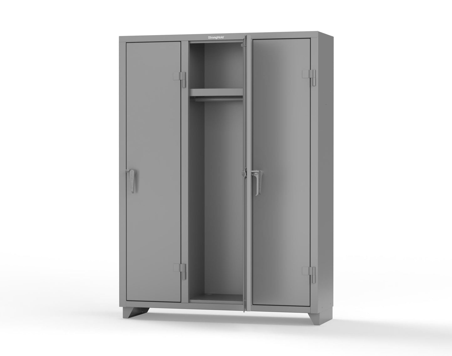 Extra Heavy Duty 14 GA Single-Tier Locker with Shelf and Hanger Rod, 3 Compartments - 54 in. W x 18 in. D x 75 in. H - 4.66-3D-18-1T-L-7037