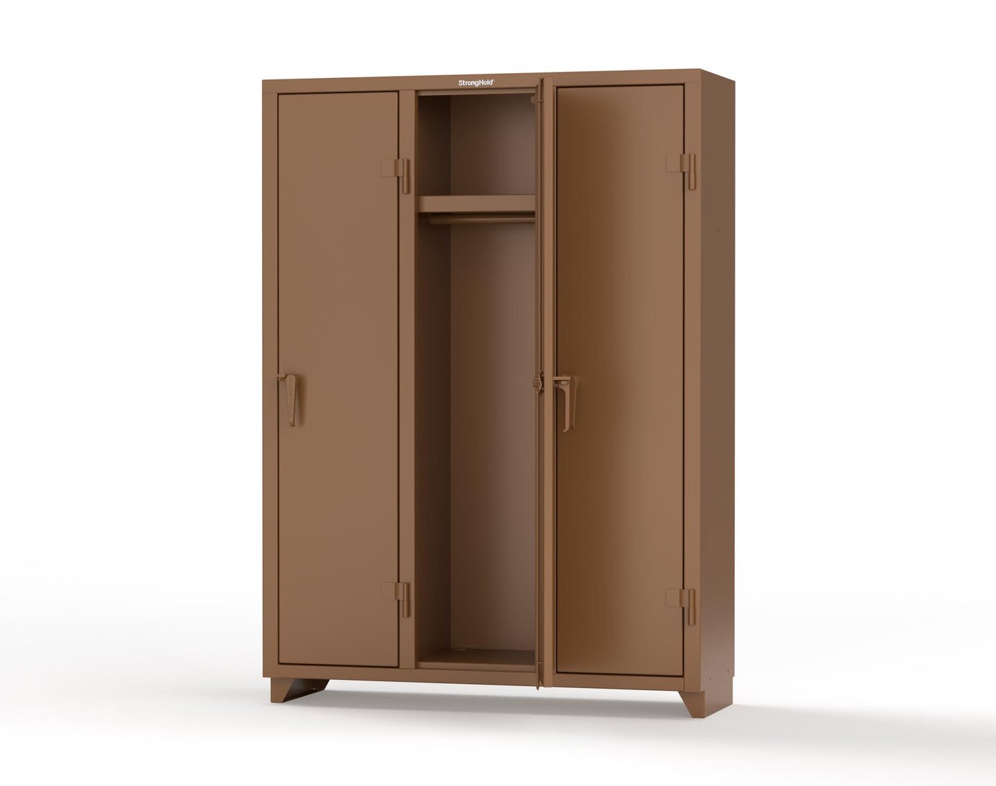 Extra Heavy Duty 14 GA Single-Tier Locker with Shelf and Hanger Rod, 3 Compartments - 54 in. W x 18 in. D x 75 in. H - 4.66-3D-18-1T-L-8008