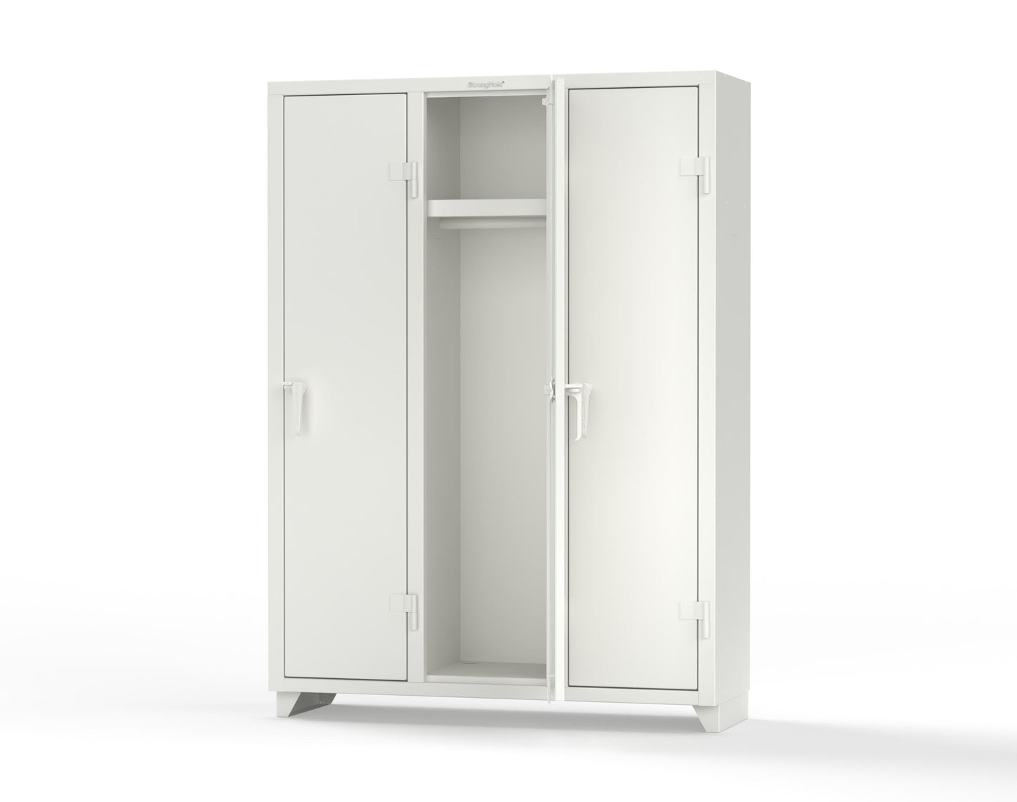 Extra Heavy Duty 14 GA Single-Tier Locker with Shelf and Hanger Rod, 3 Compartments - 54 in. W x 18 in. D x 75 in. H - 4.66-3D-18-1T-L-9003