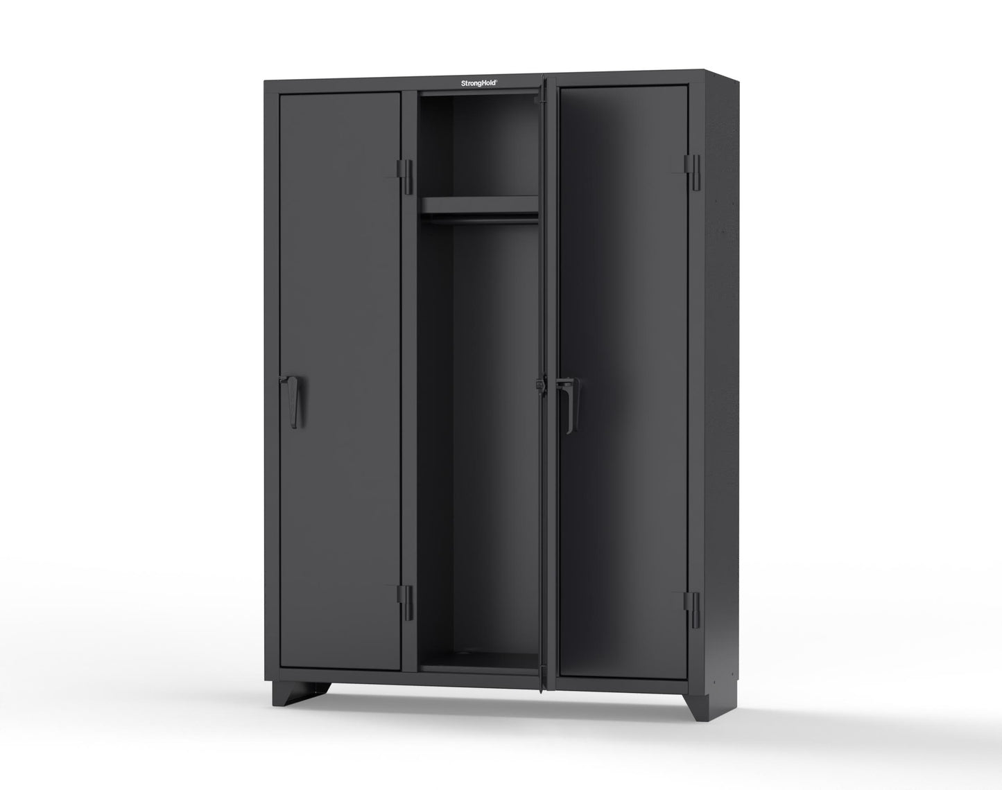 Extra Heavy Duty 14 GA Single-Tier Locker with Shelf and Hanger Rod, 3 Compartments - 54 in. W x 18 in. D x 75 in. H - 4.66-3D-18-1T-L-9005