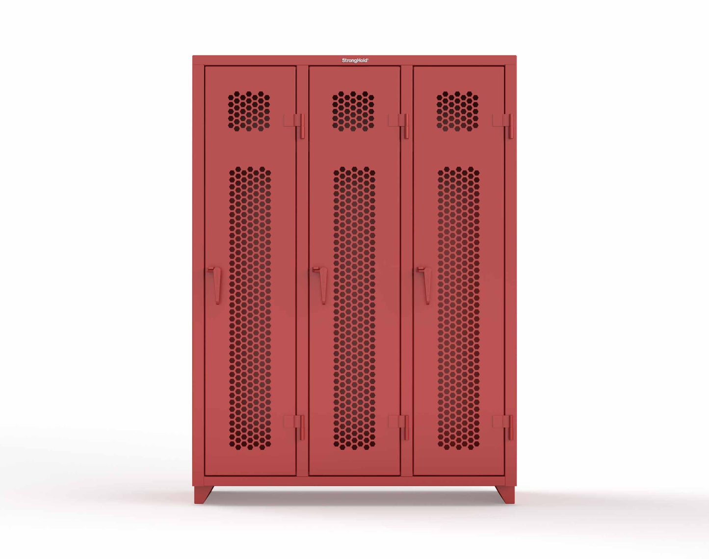 Extra Heavy Duty 14 GA Ventilated Single-Tier Locker with Shelf and Hanger Rod, 3 Compartments - 54 in. W x 18 in. D x 75 in. H - 4.66-3H-18-1T-L-3001