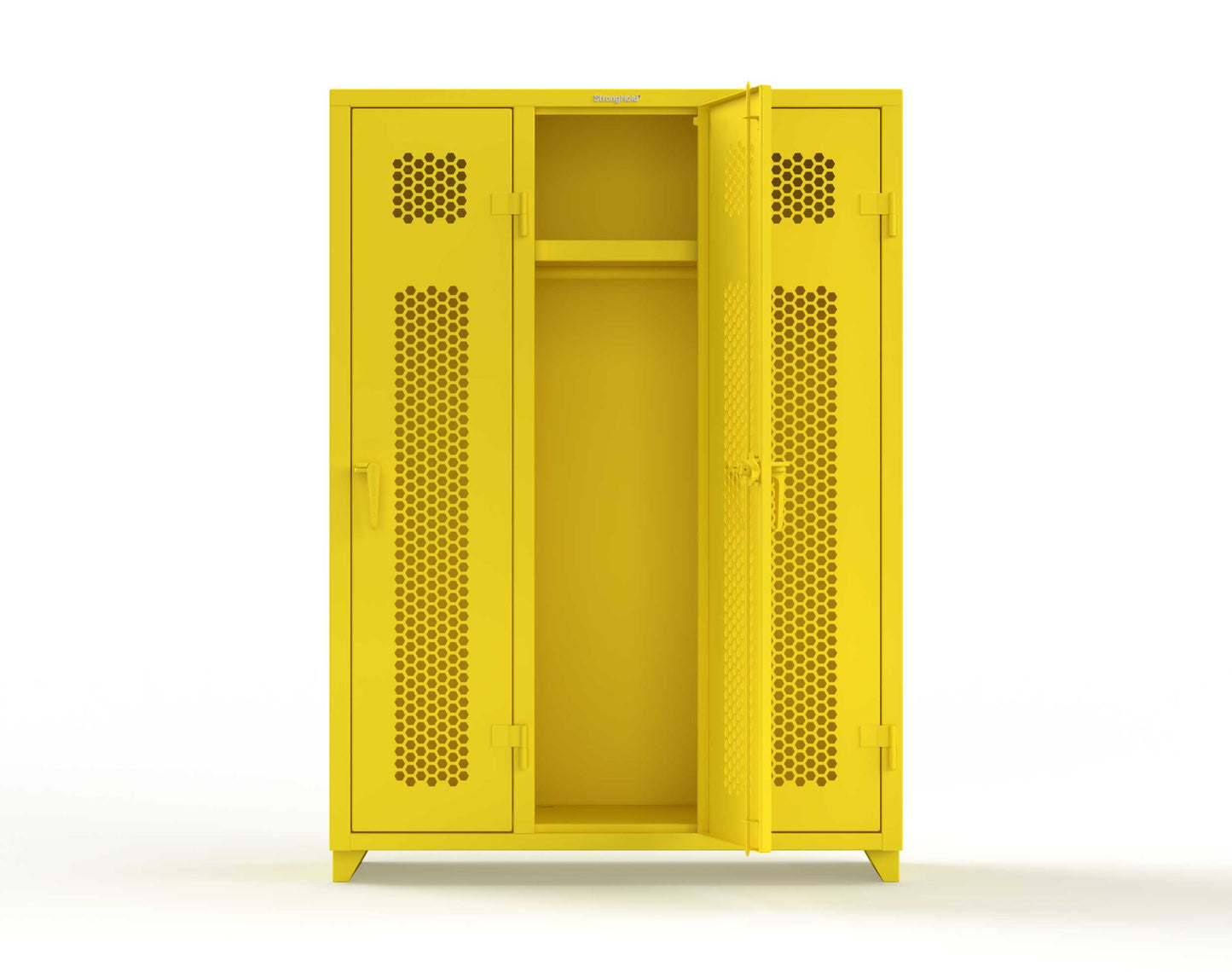 Extra Heavy Duty 14 GA Ventilated Single-Tier Locker with Shelf and Hanger Rod, 3 Compartments - 54 in. W x 18 in. D x 75 in. H - 4.66-3H-18-1T-L-1021