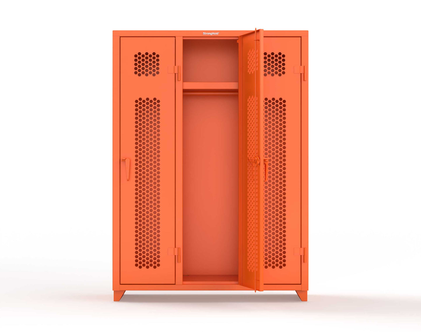 Extra Heavy Duty 14 GA Ventilated Single-Tier Locker with Shelf and Hanger Rod, 3 Compartments - 54 in. W x 18 in. D x 75 in. H - 4.66-3H-18-1T-L-2009